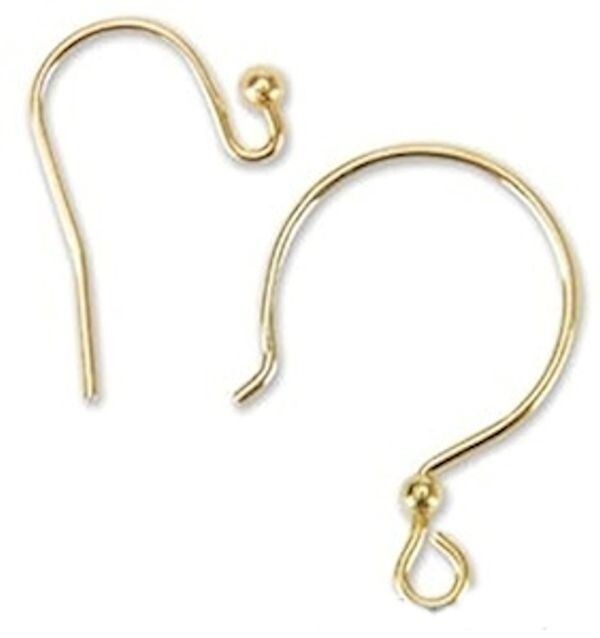 Gold Plated Brass Fishhook Ear Wire Assortment, 2 Styles, 42 pcs