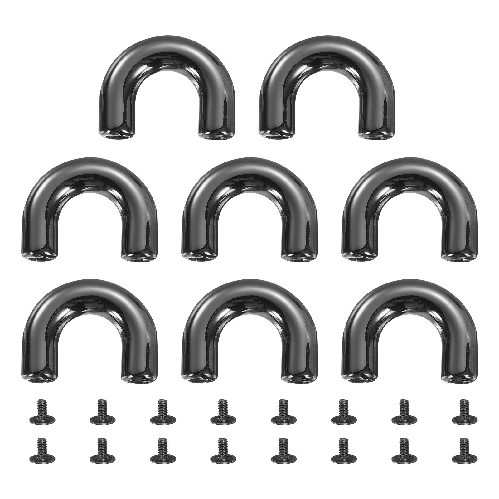 8Pcs Arch Bridge D-Ring Buckles Chain Strap Connector (Black, 0.6 x 0.2 Inch)
