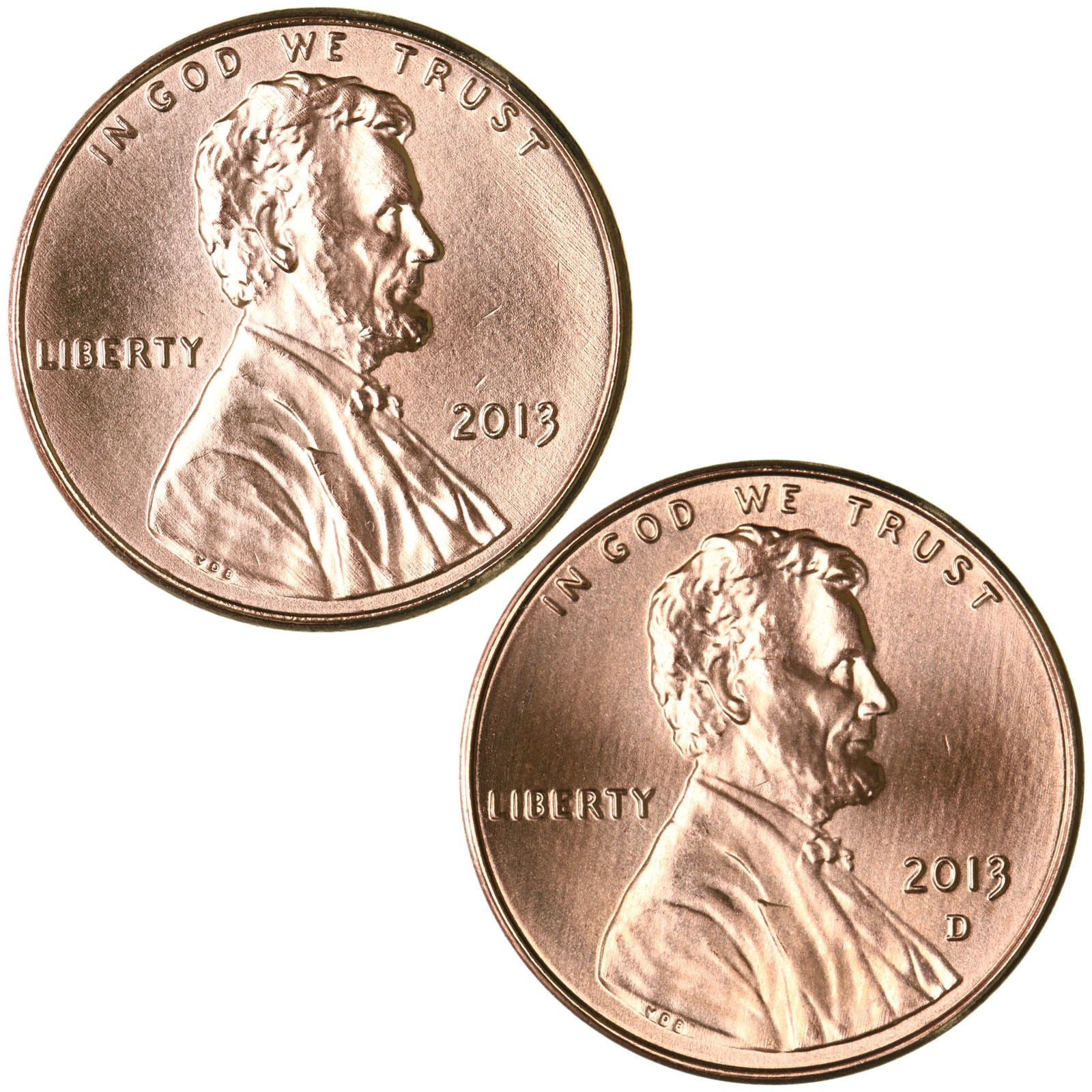 2013 P D Lincoln Shield Cent Brilliant Uncirculated 2 Coin Year Set