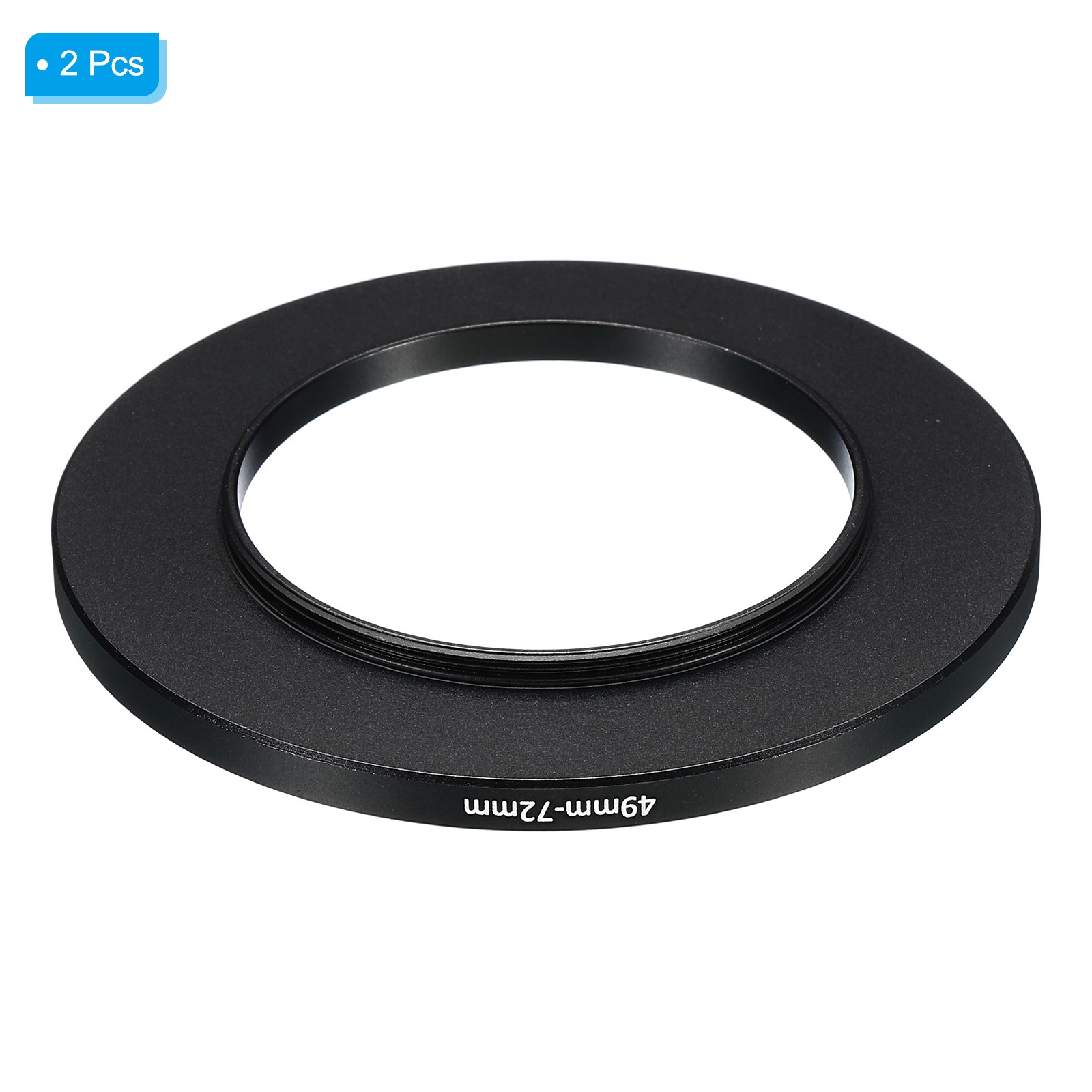 49mm-72mm Metal Step Up Ring, 2 Pcs Camera Lens Filter Adapter Ring Black