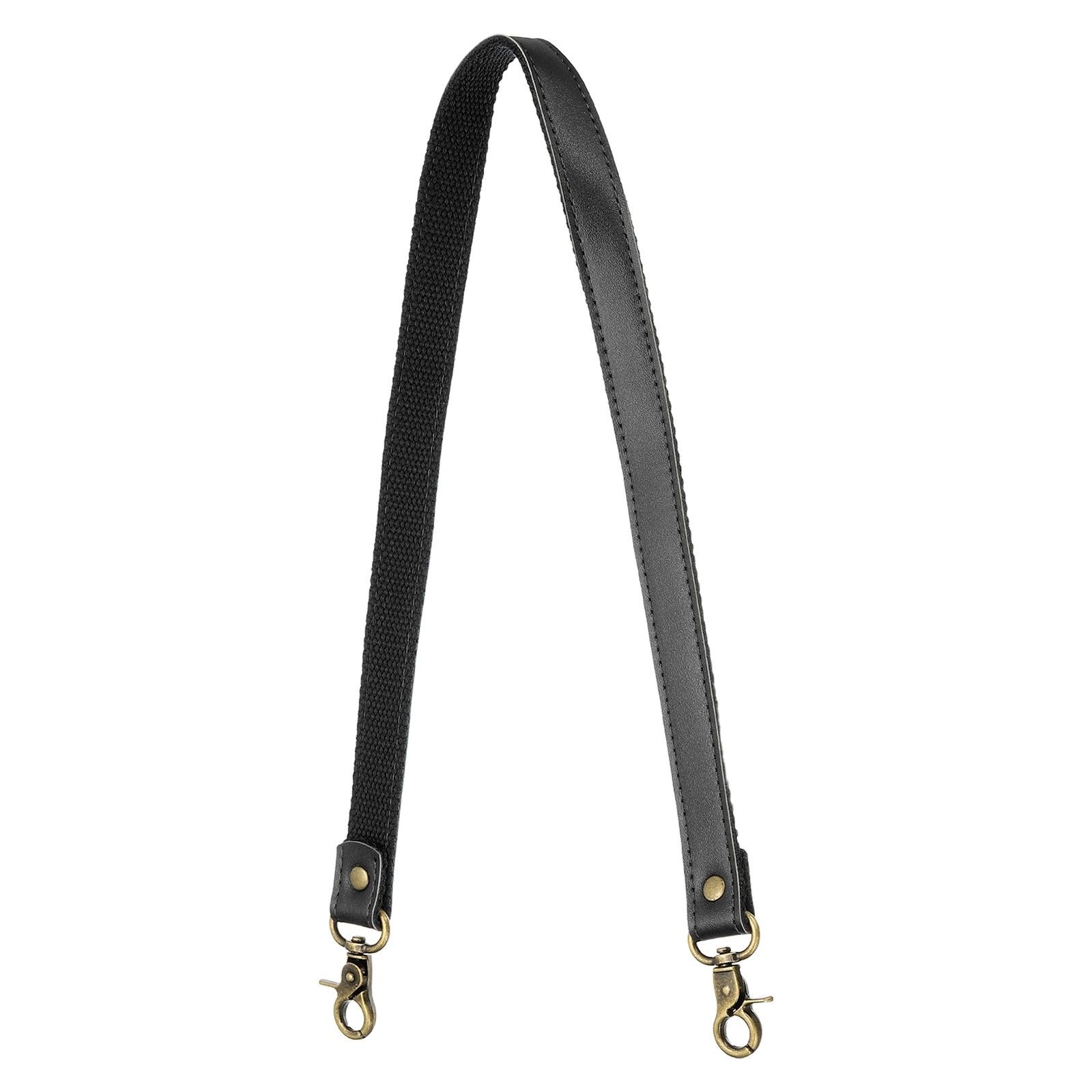 23.6" Leather Purse Strap with Bronze Lobster Buckles, Black