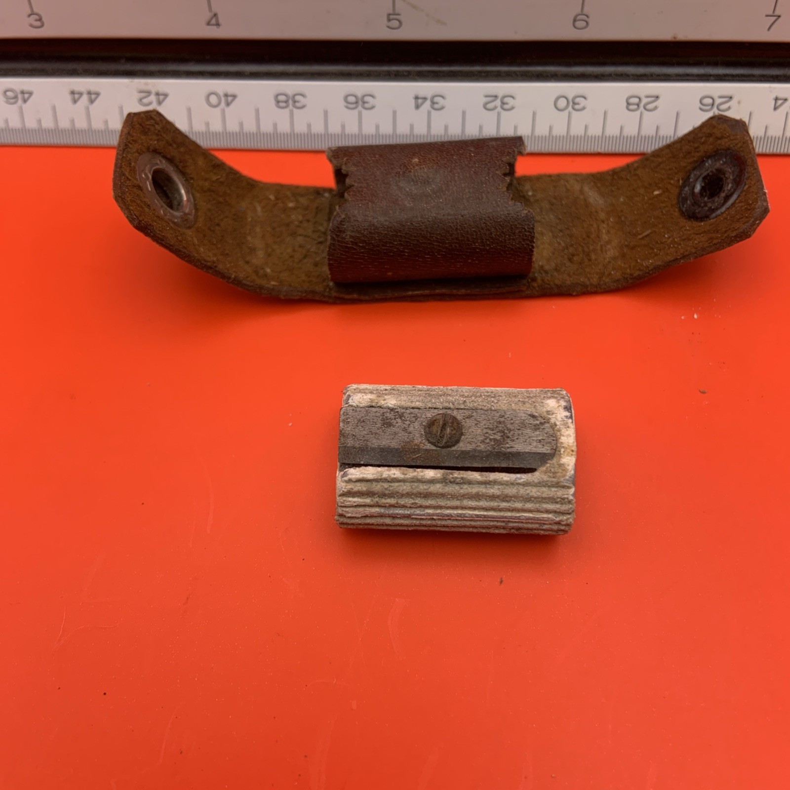 Vintage Pocket Pencil Sharpener & Leather Pouch