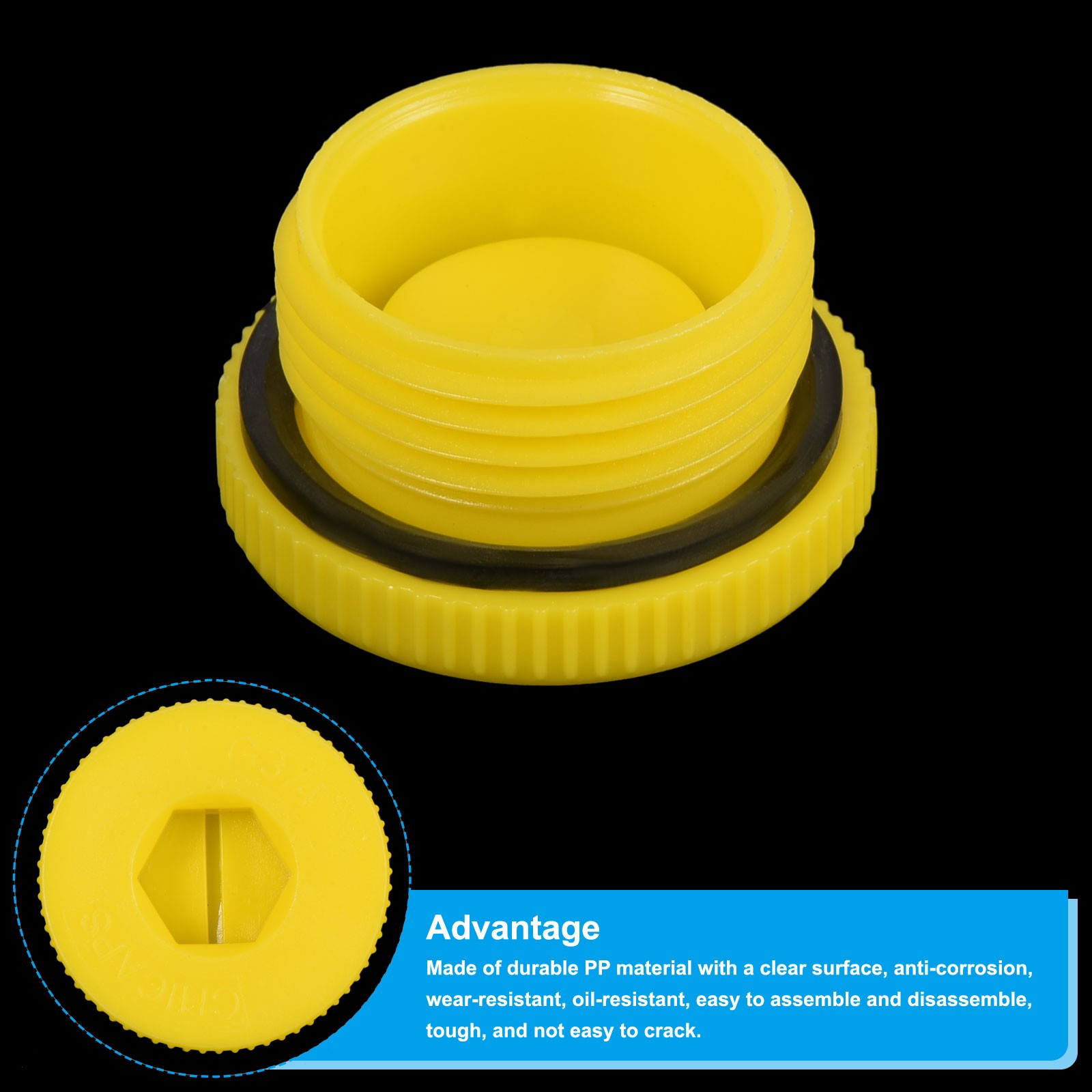 3pcs G3/4 Hold Plugs Plastic Male Thread Hex Socket Sealing End Cap, Yellow