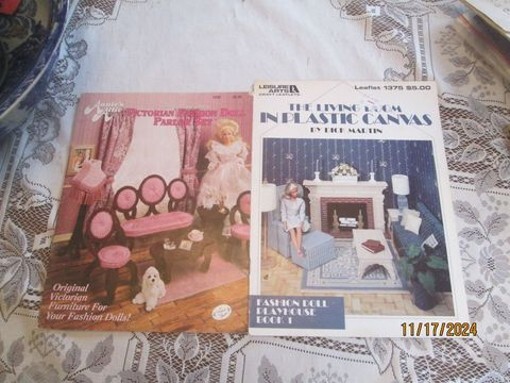 Vintage Fashion Doll  Plastic Canvas Dollhouse Furniture  pattern Booklet