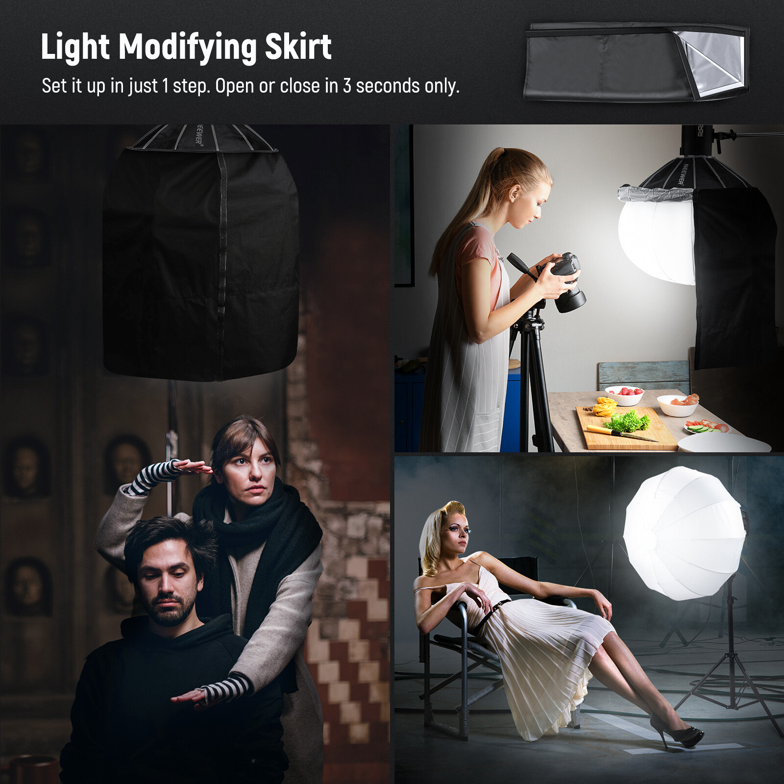 NEEWER 65cm Lantern Softbox One Step Quick Release， Light Diffuser with Skirt