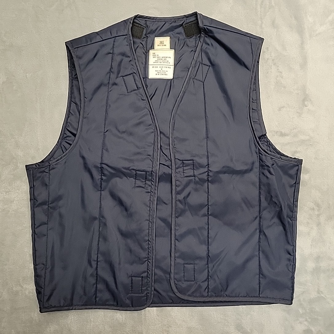 US Military Liner Vest Mens 38S Blue Quilted Insulated Cold Weather 90s M65