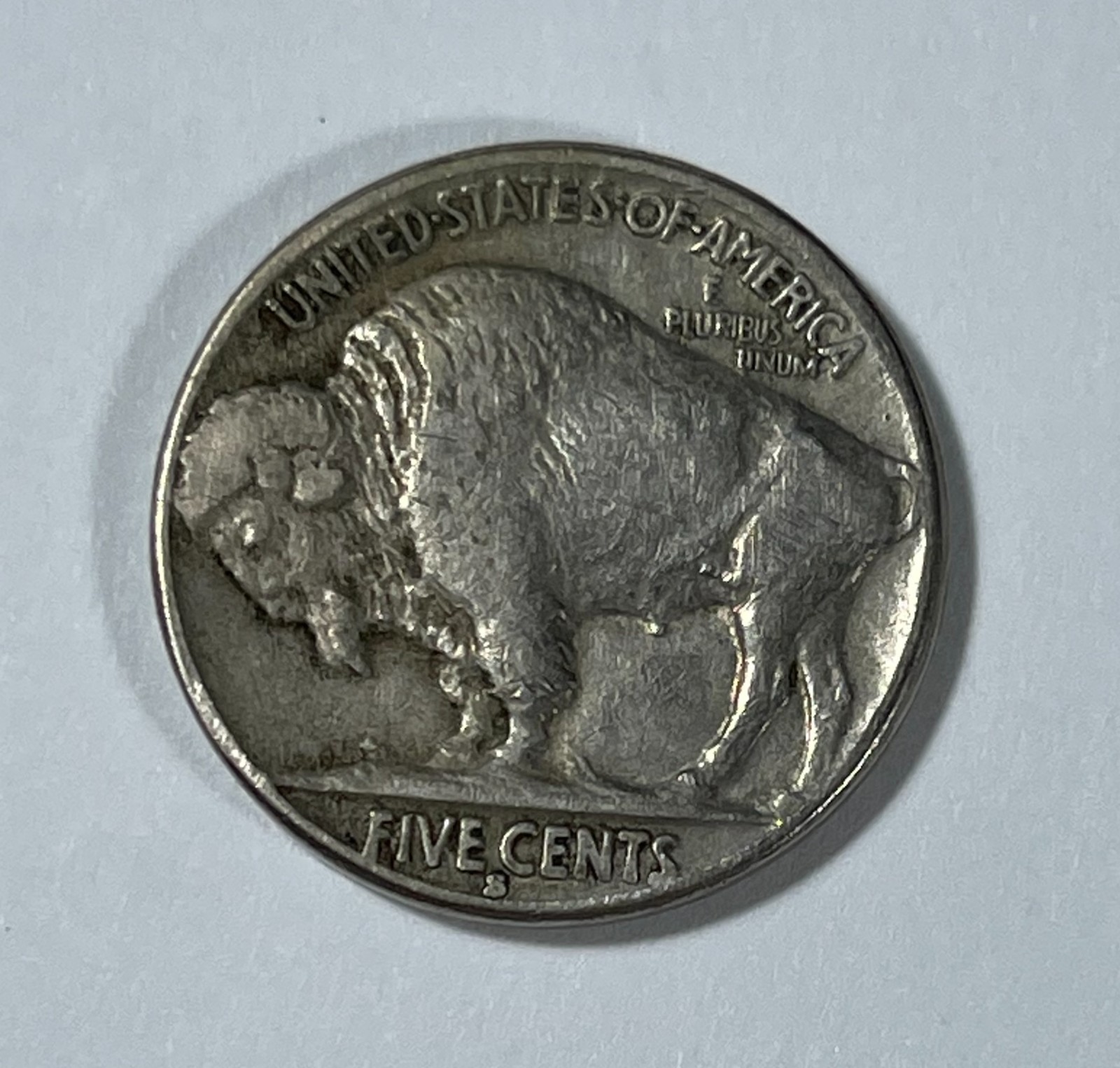 Error 1929-S Buffalo 5C (#21885) VF-XF Nice Obv. Face Delamination