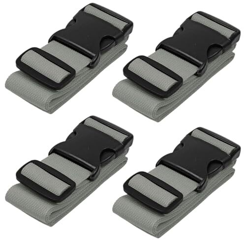 Luggage Straps for Suitcases TSA Approved - Silver, 4 PK - Premium Nylon Belts