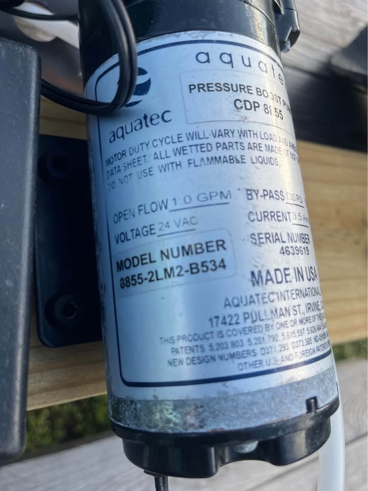 aquatec boost pump cdp 8855 includes ac adapter plug