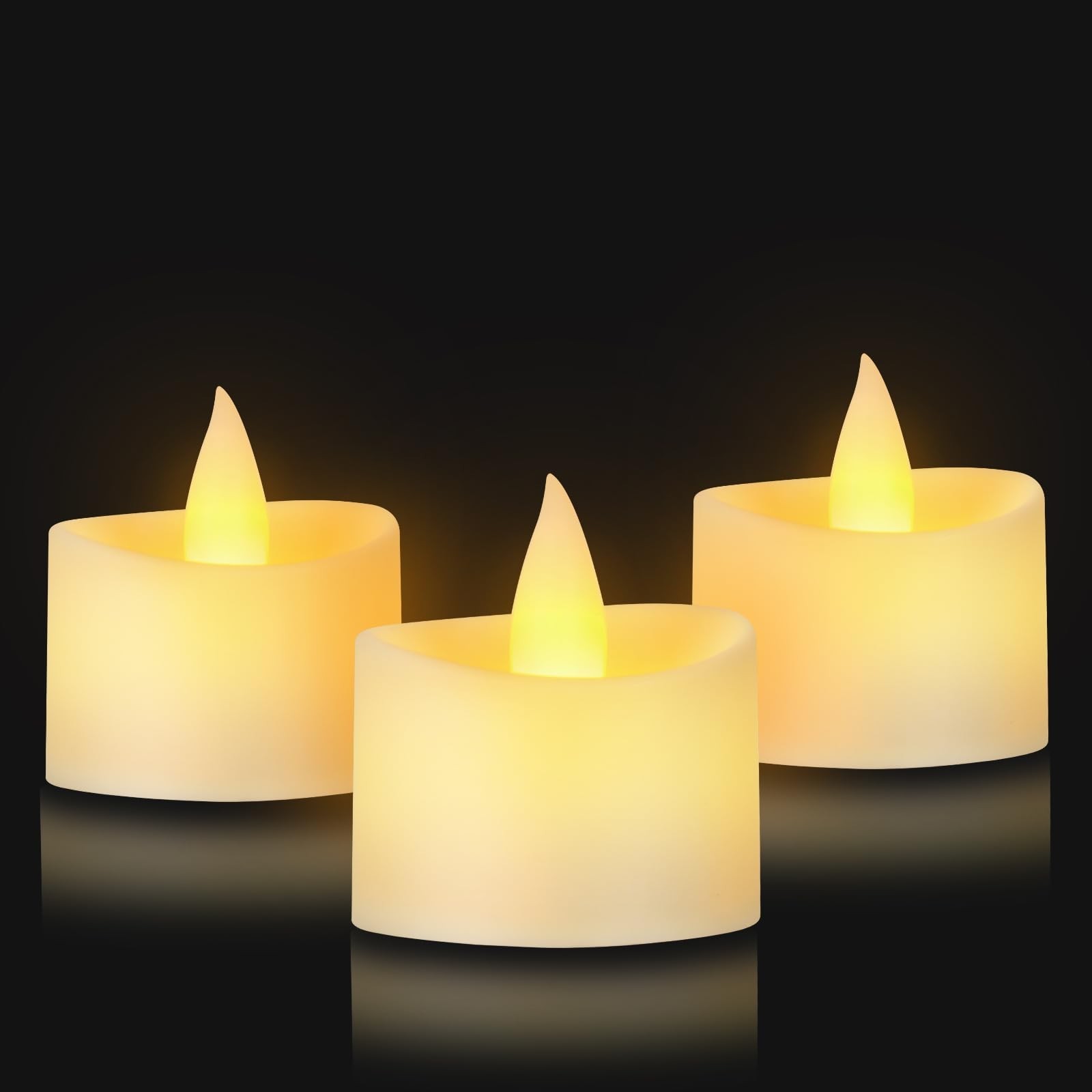 Ivory Flameless Tea Lights - 12 Pack Cozy LED Candles with Realistic Dancing ...