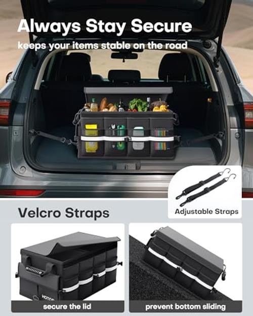 Car Trunk Organizer - Foldable Trunk Organizer for SUV, Car Medium Black