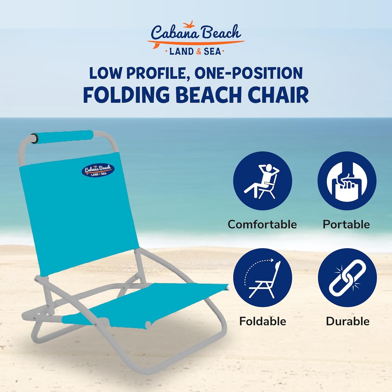 Folding Beach Chair 1 Position Lightweight & Portable Foldable Outdoor Camping