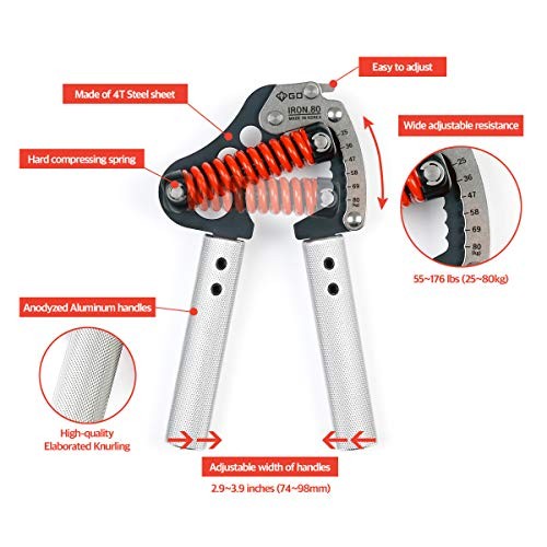 Iron Grip Hand Grip Strengthener (Adjustable Hand 1. IG 80 Light (55~176lbs)