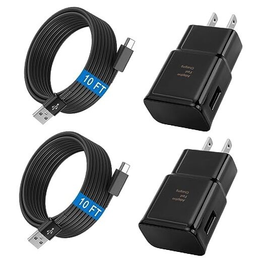 Phone Charger Android Type C 10 FT USB to USB C Charging Cable Fast 10ft black