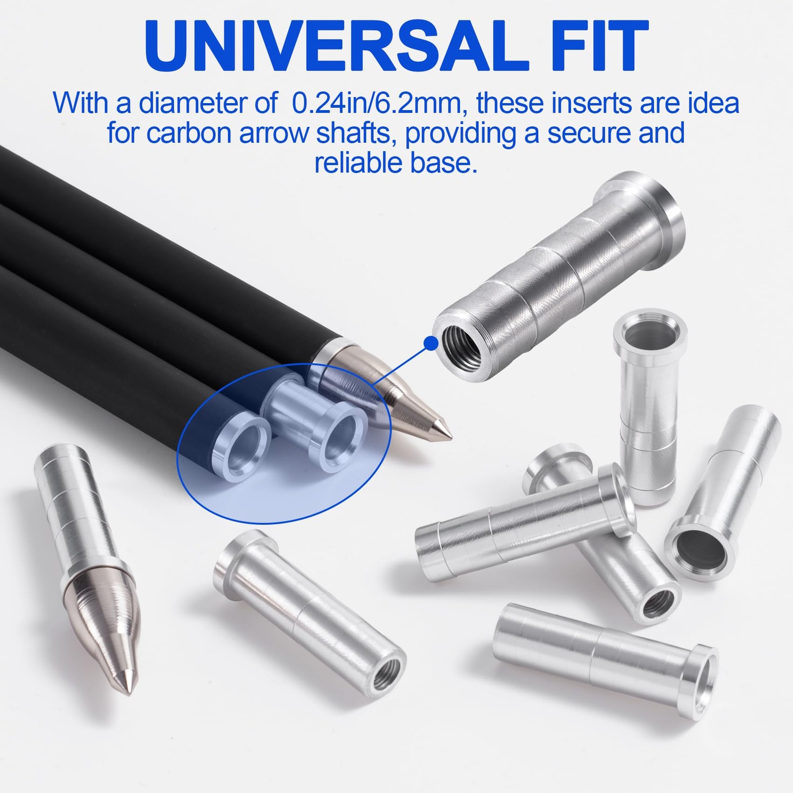 20pcs Aluminum Arrow Inserts, 0.24in/0.62cm Archery Base Inserts Practice Tip...