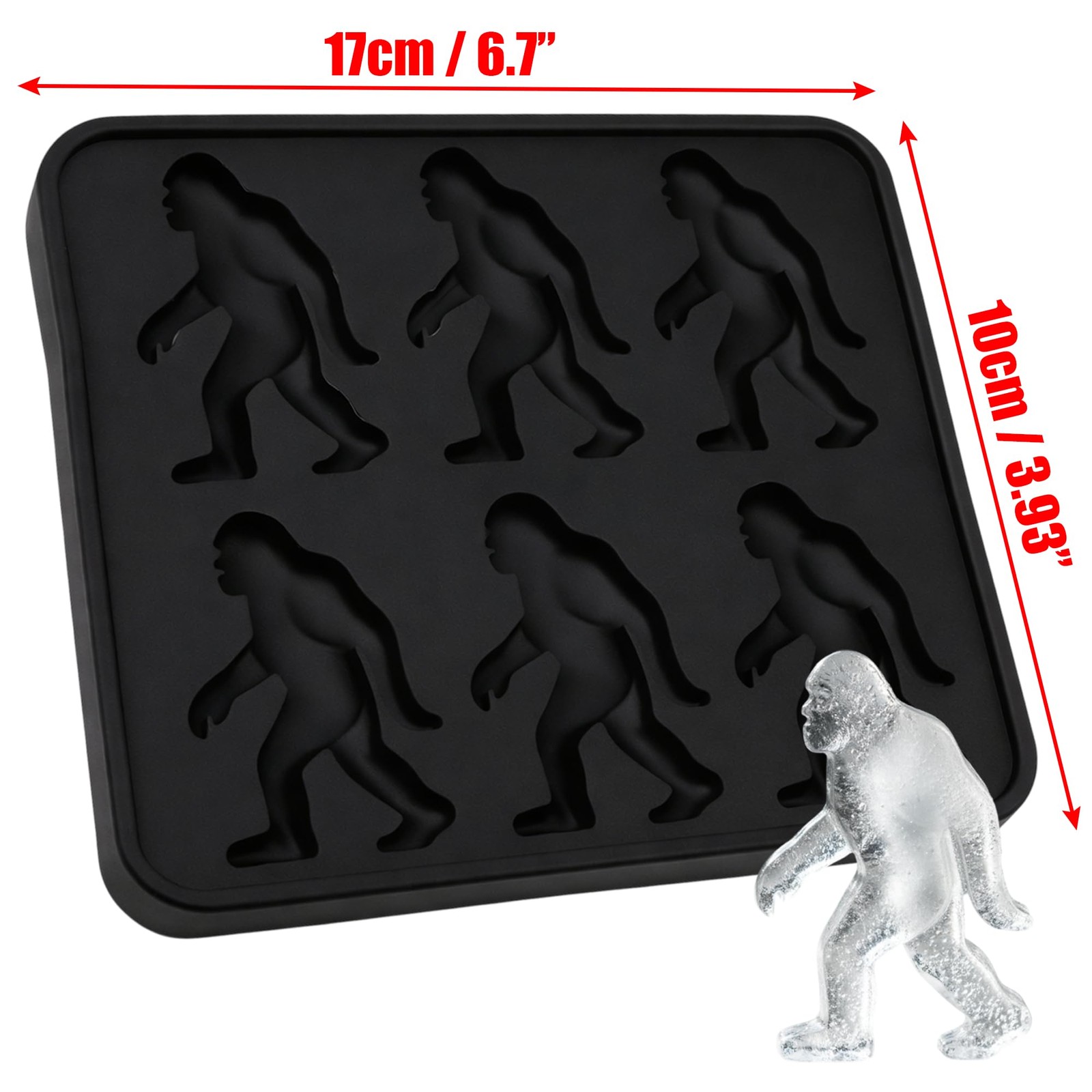 Bigfoot Shape Ice Cube Mold Funny Gift, Silicone Sasquatch Medium, Black