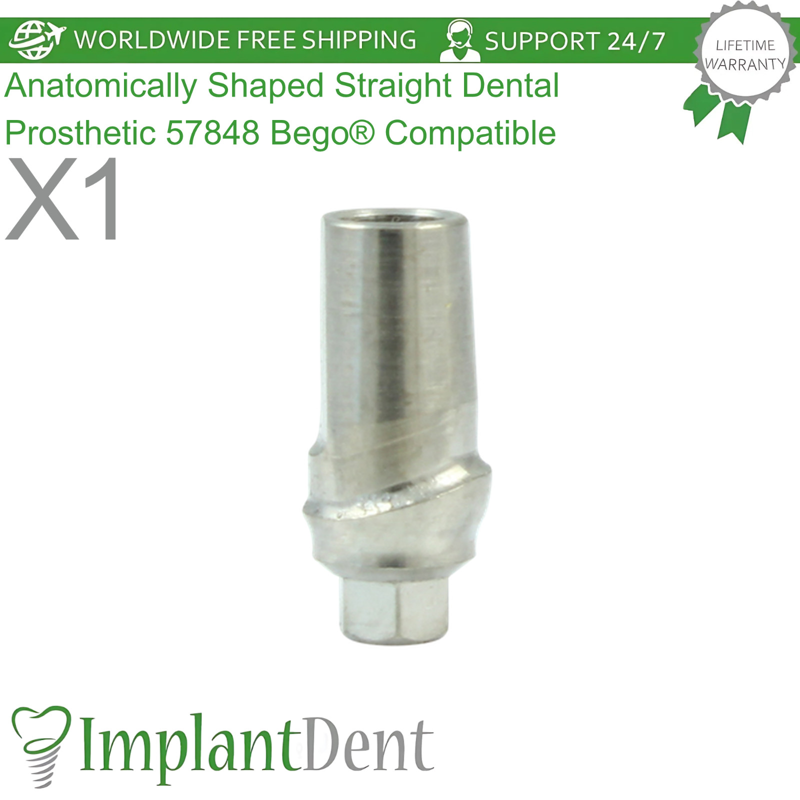 Anatomically Shaped Straight Dental Prosthetic 57848 Bego® Compatible Ø4.1mm