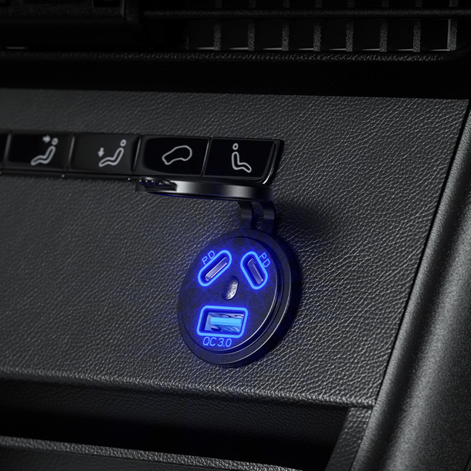 Dual PD+QC 3.0 USB Port Car Cigarette Lighter Socket Plug LED Indicator 12V-24V