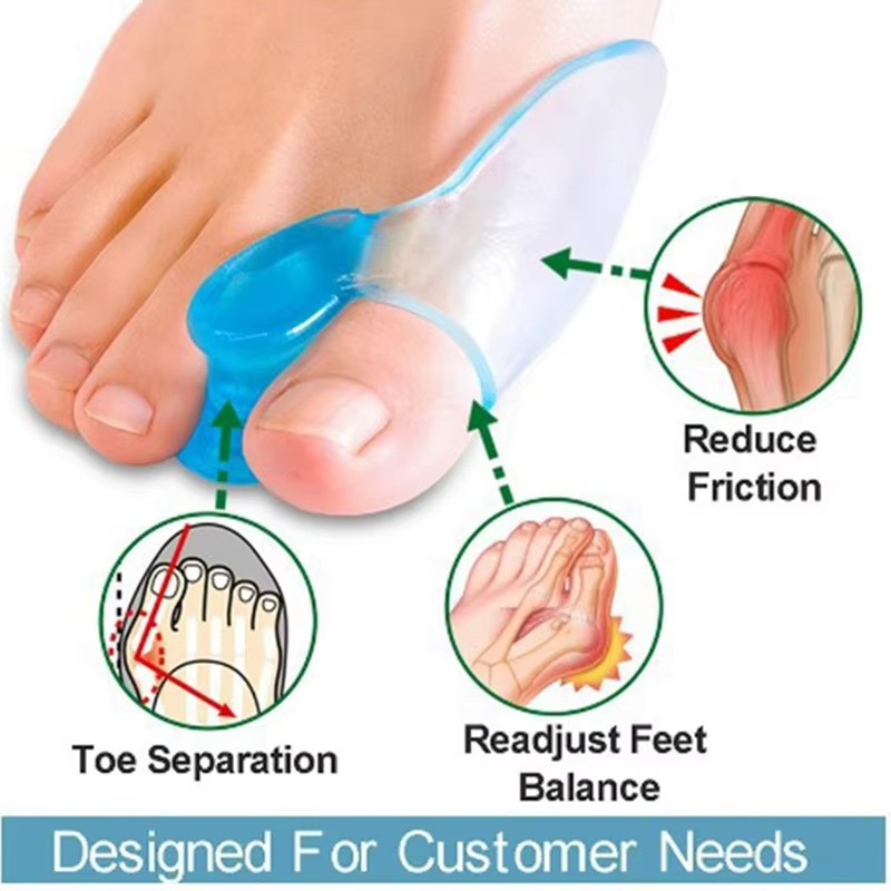 2PCS Silicone Toe Separator Sleeves Foot Alignment Cushion Blue