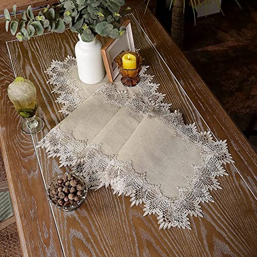 Grey Table Runner Coffee Farmhouse Rustic Macrame 16 x 48 Inch Stone Grey