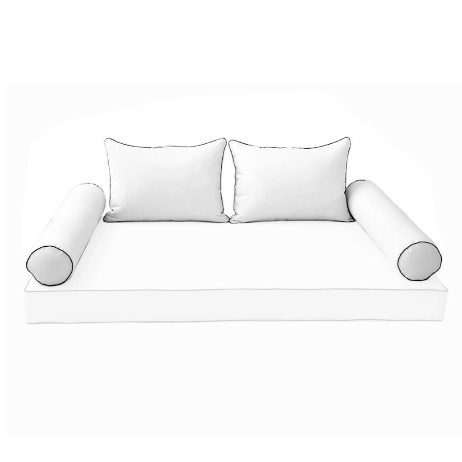 *COVER ONLY*-Style4 Outdoor Bolster Pillow Slipcover Contrast Trim Crib AD106
