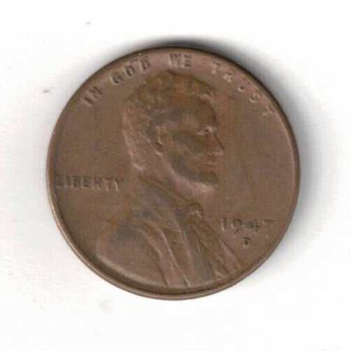 1947-D Denver Circulated Business Strike Copper One Cent Coin!