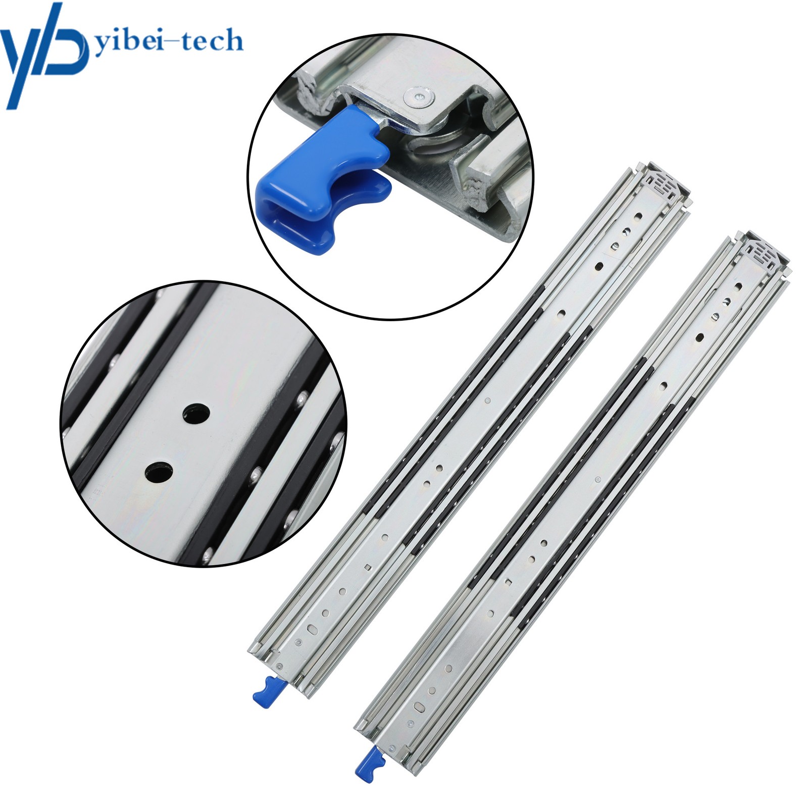 1 Pair Locking Drawer Slides 24" Full Extension & Lock 500 lb Load Capacity