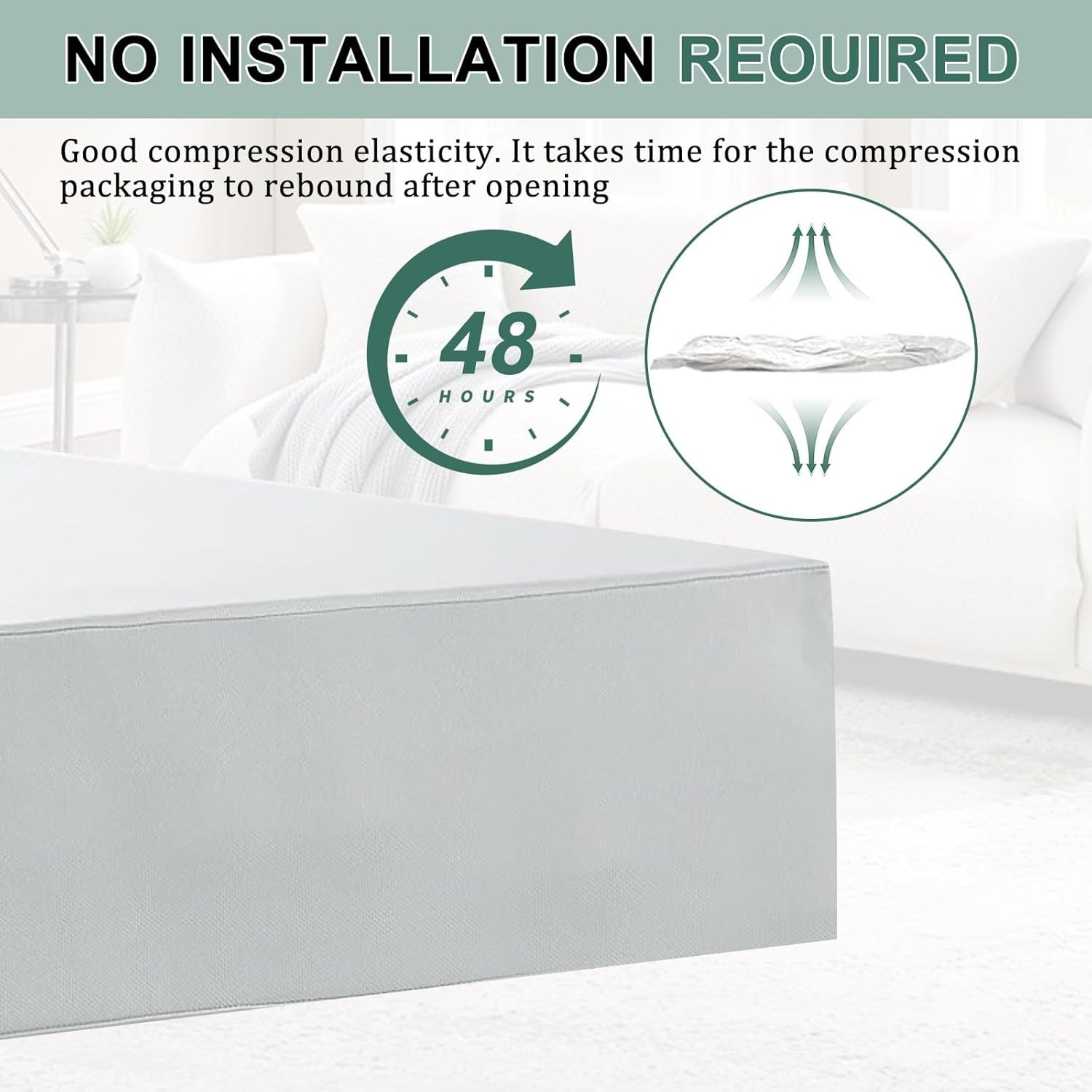 Medium-Firm 24x24x6 Foam Sofa Cushion with Removable Cover - Soft & Supportive