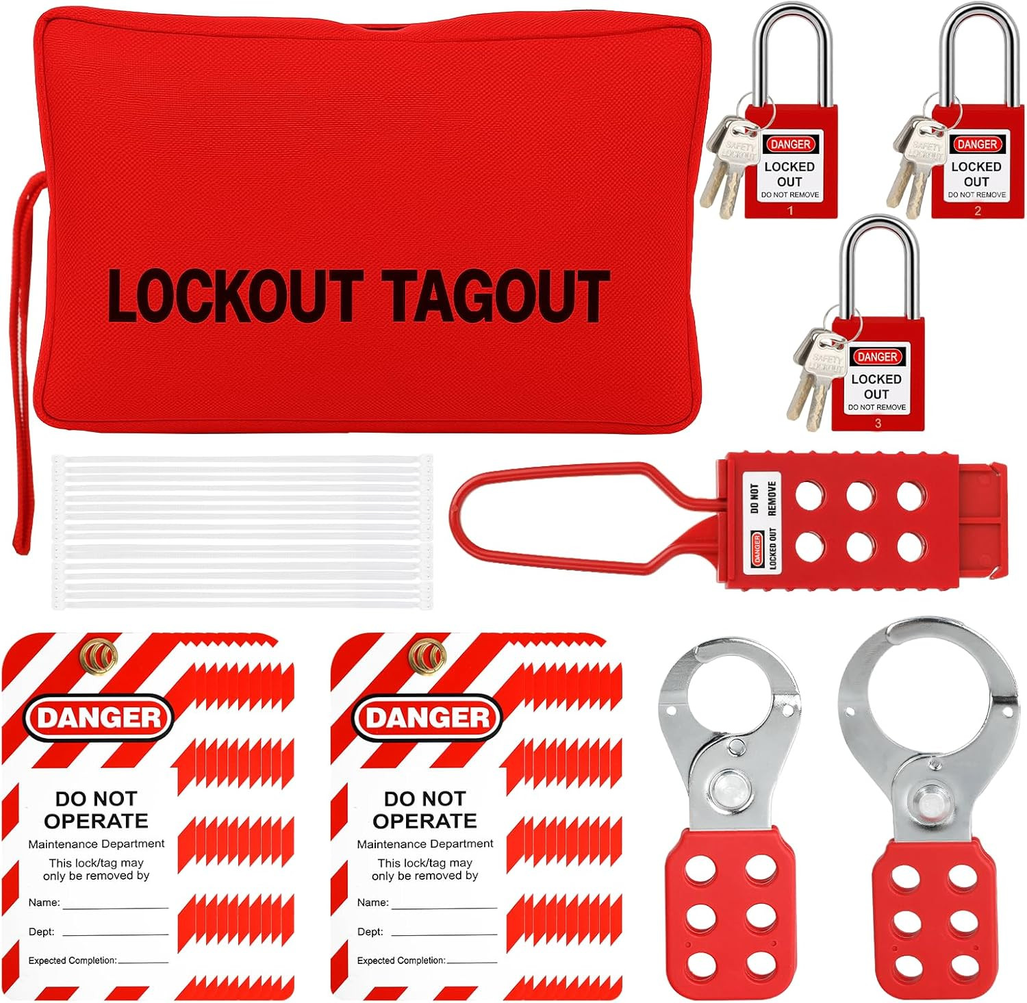 Lockout Tagout Kit Electrical Loto Group Lockout Hasps, Lockout Tags, Safety Pad