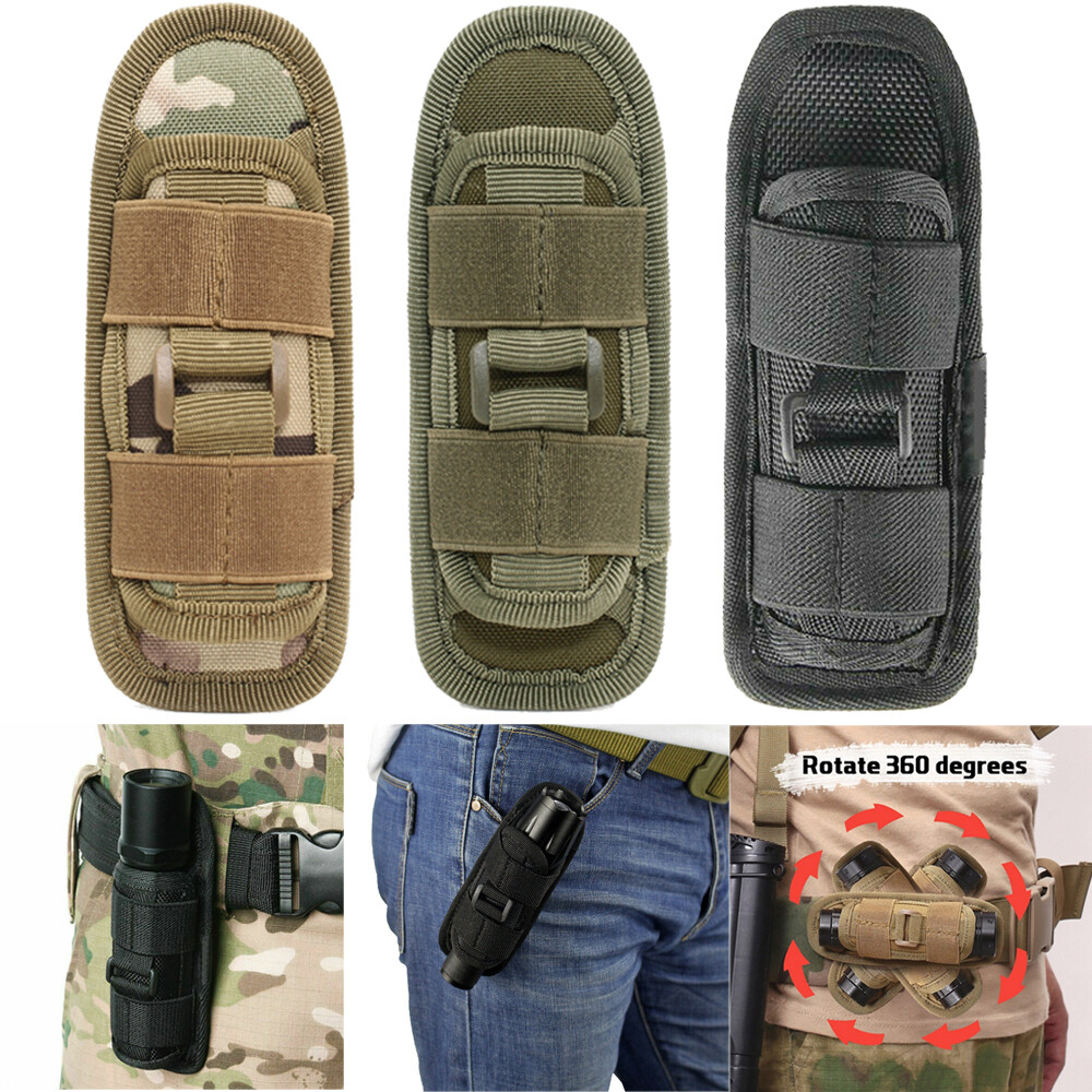 Molle Flashlight Pouch Military Holder Waist Pouch Camping Outdoor Sports Mens