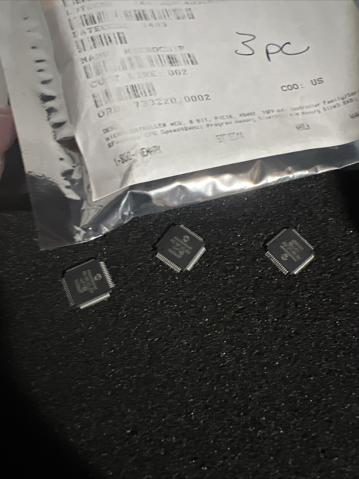 3pcs PIC18F65J50-I/PT PIC PIC® 18J Microcontroller IC 8-Bit 48MHz 32KB