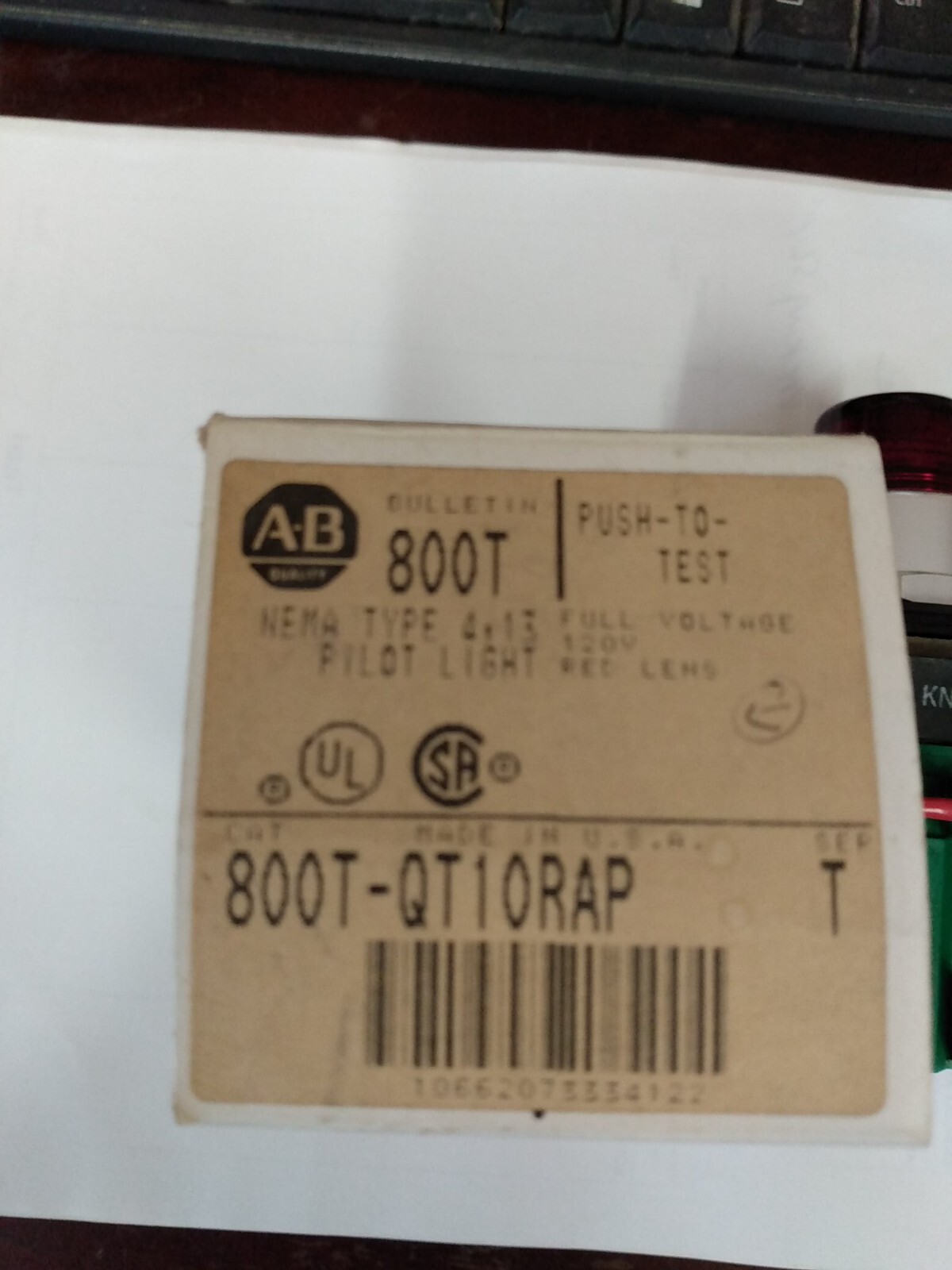 Allen Bradley 800T-QT10RAP Pilot Light, Push To Test NIB