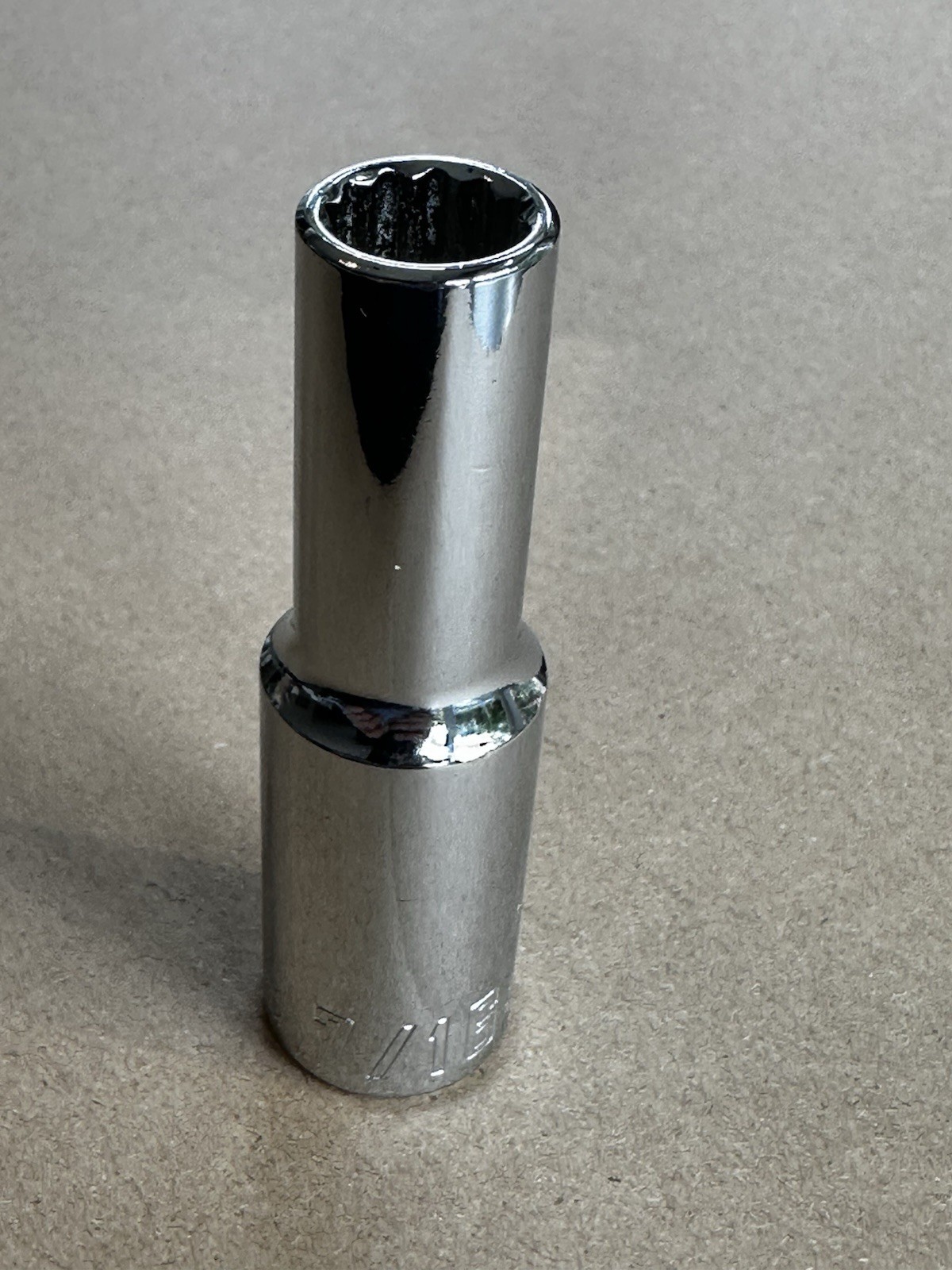 Craftsman CMMT 83186,  7/16in.  1/2 drive 12pt deep SAE socket, Taiwan. 0514