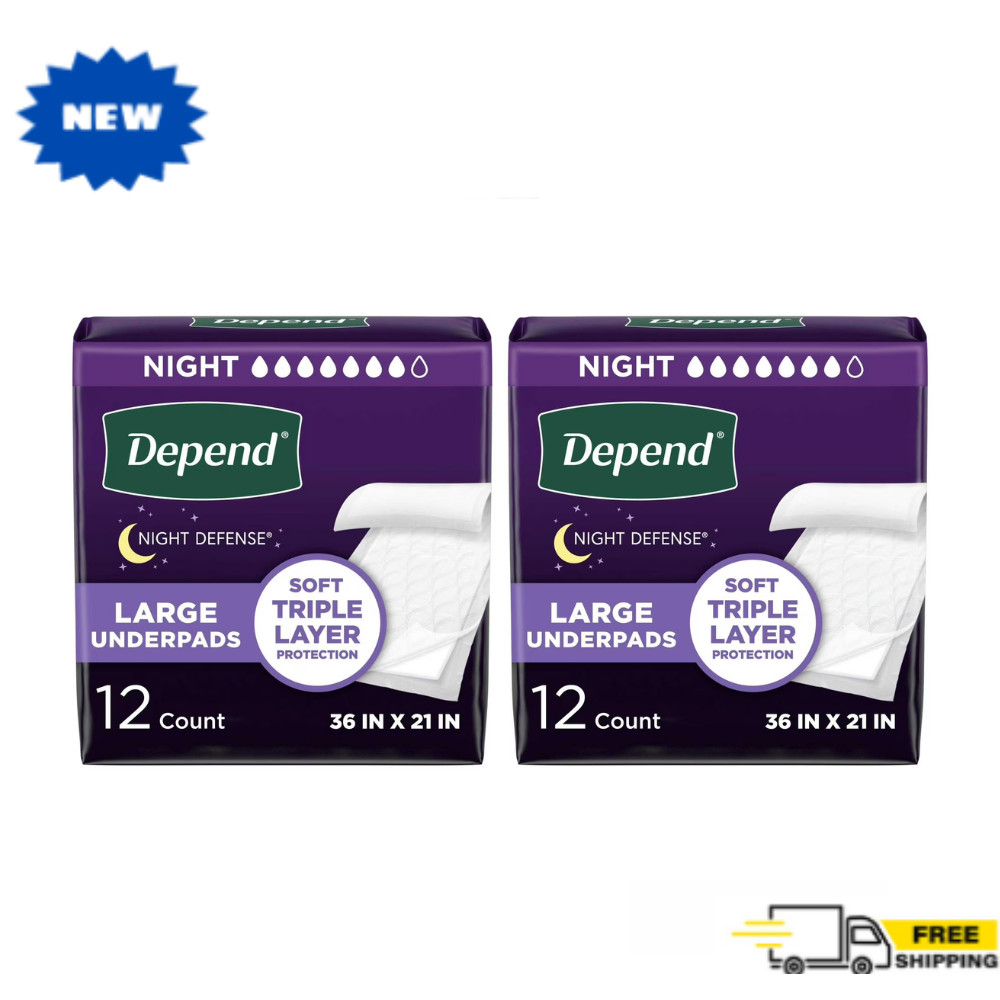 Depend Underpads, Disposable Incontinence Bed Pads for Adults, 36" x 21", 24 Ct