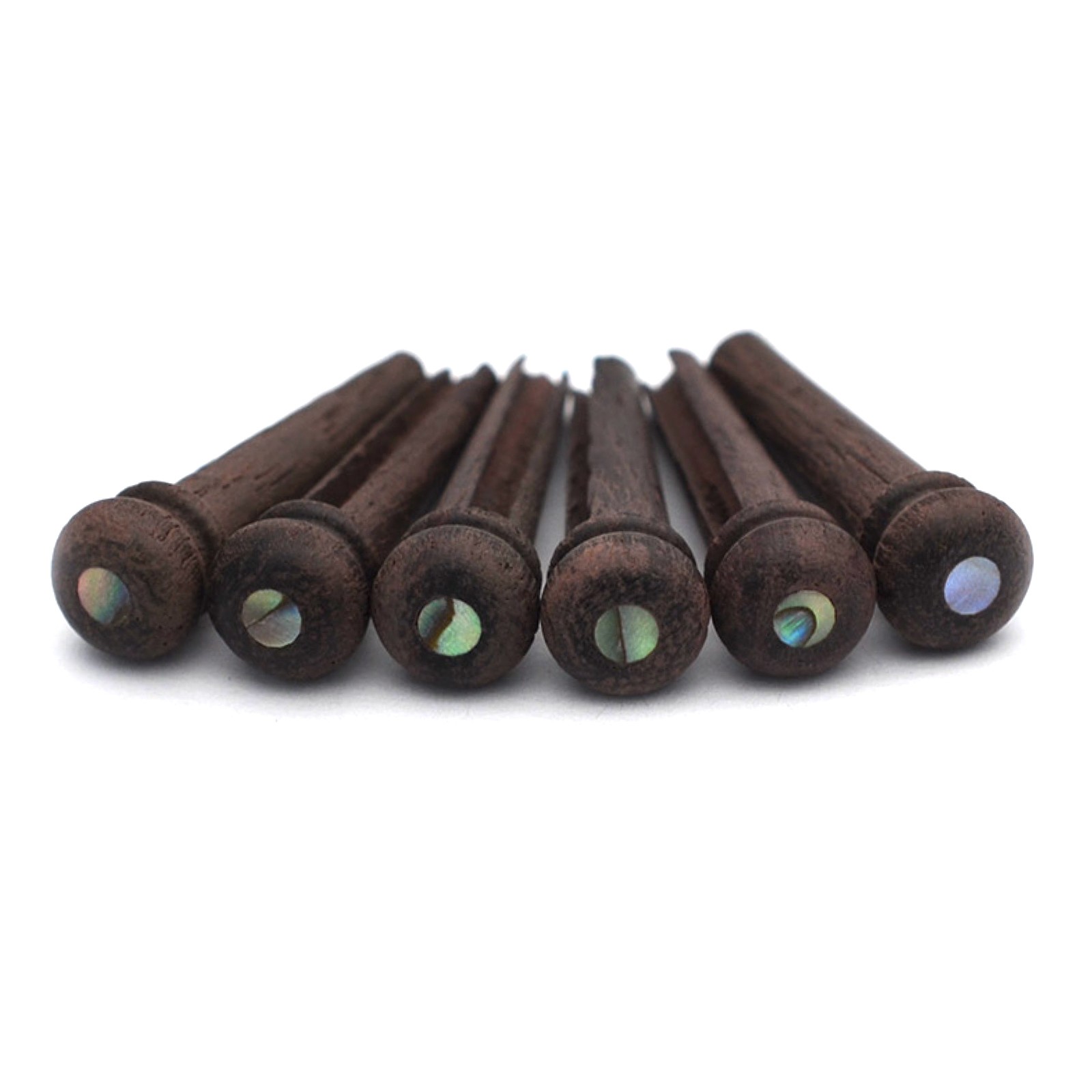 6 Pack Rosewood Guitar Bridge Nails String Pins with Green Pearl Shell Dot n