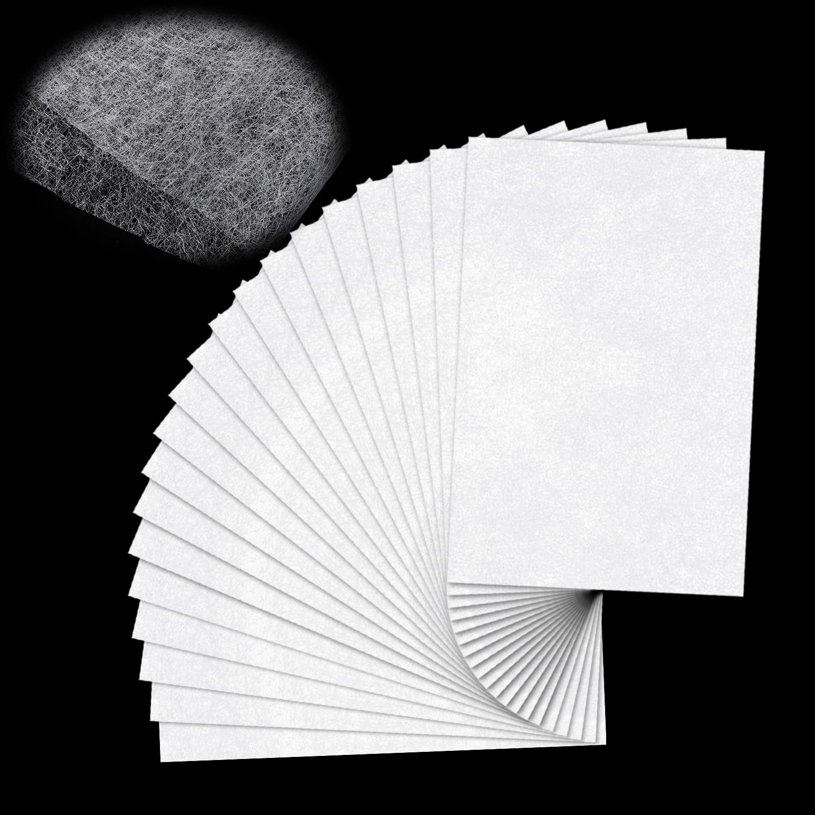 20 Sheets Fusible Webbing for Fabric Applique 8x12 Inch 8X12 Inches, white