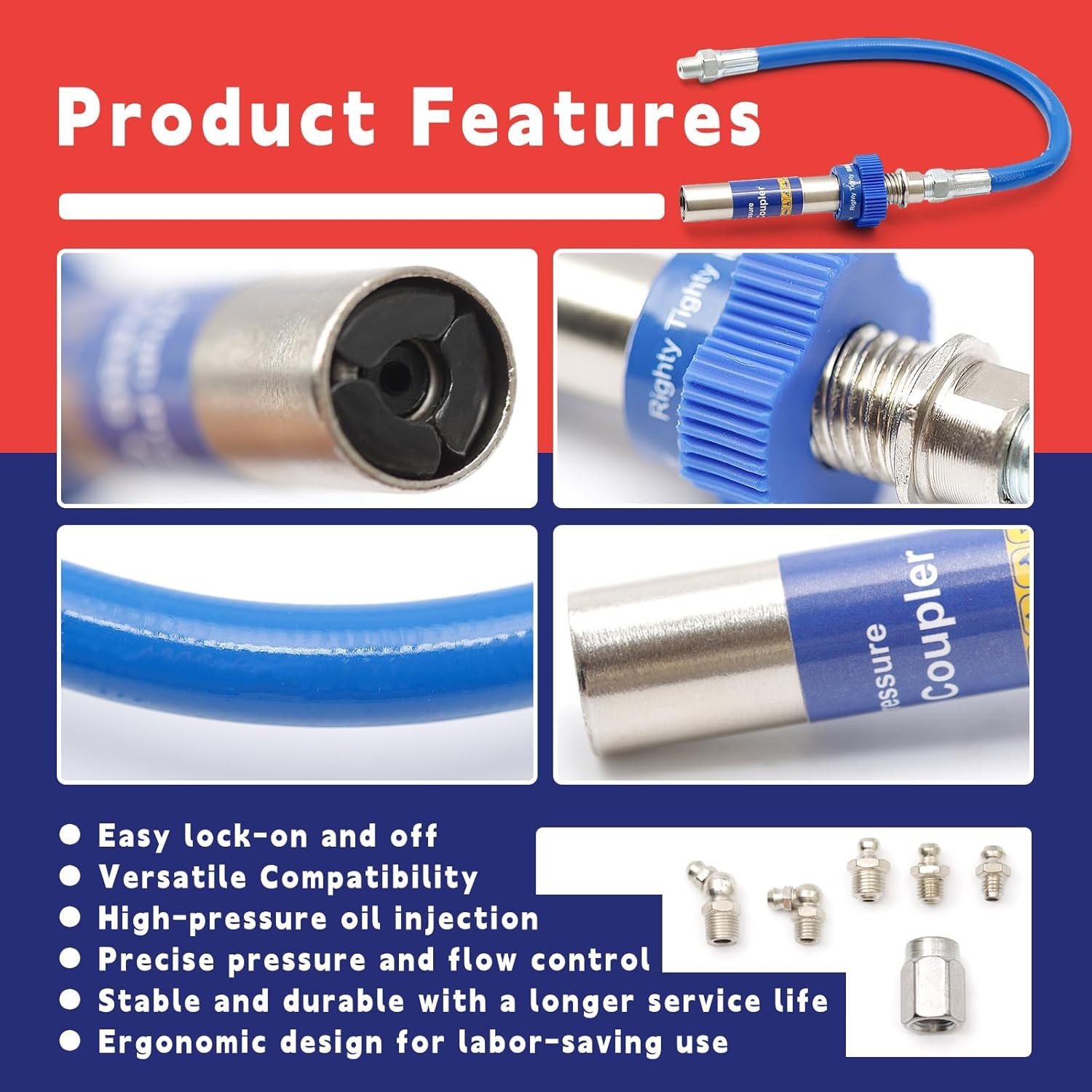 High Pressure Grease Coupler, Heavy-Duty Gun Coupler Fittings...