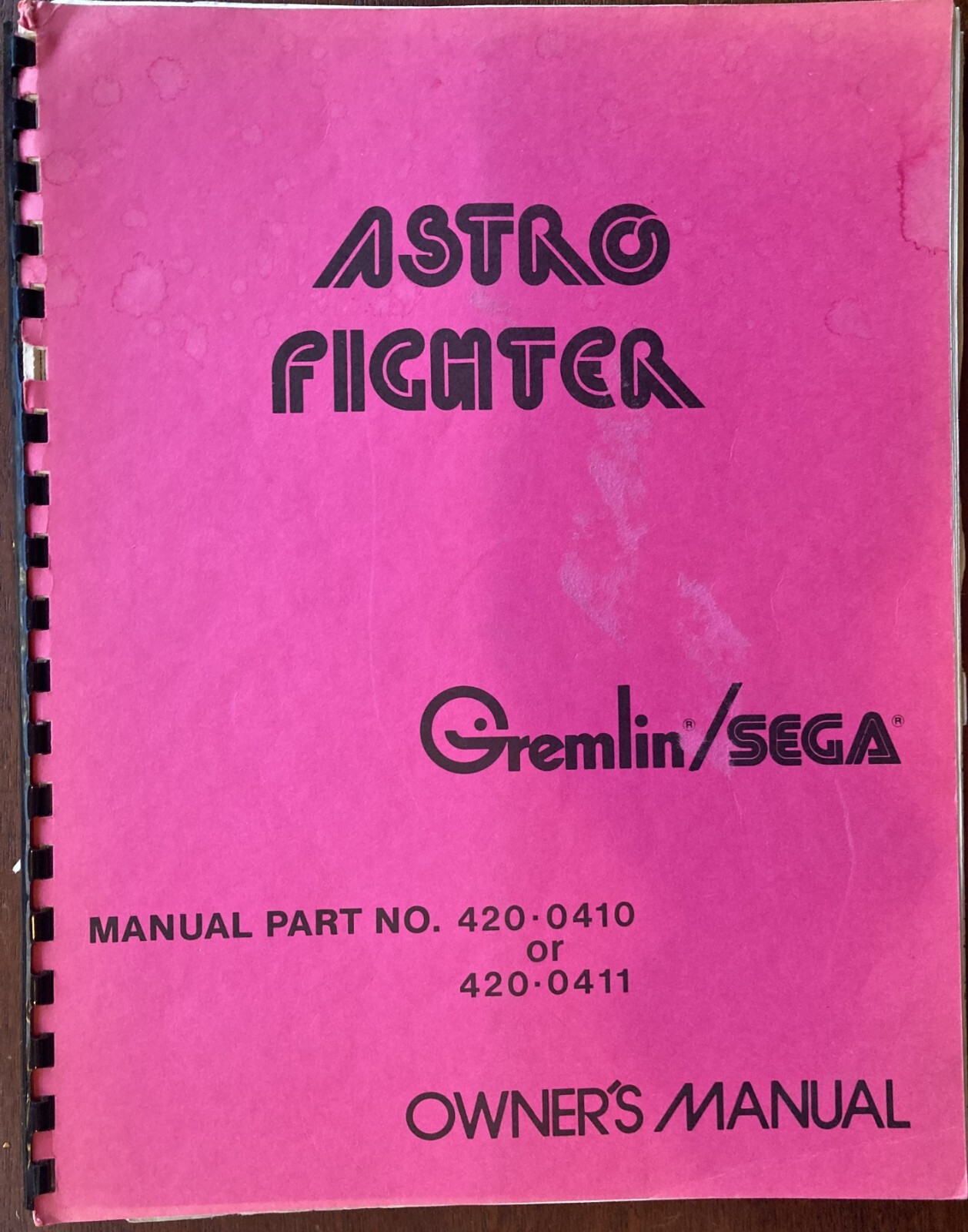 Gremlin Astro Fighter Arcade Game Manual