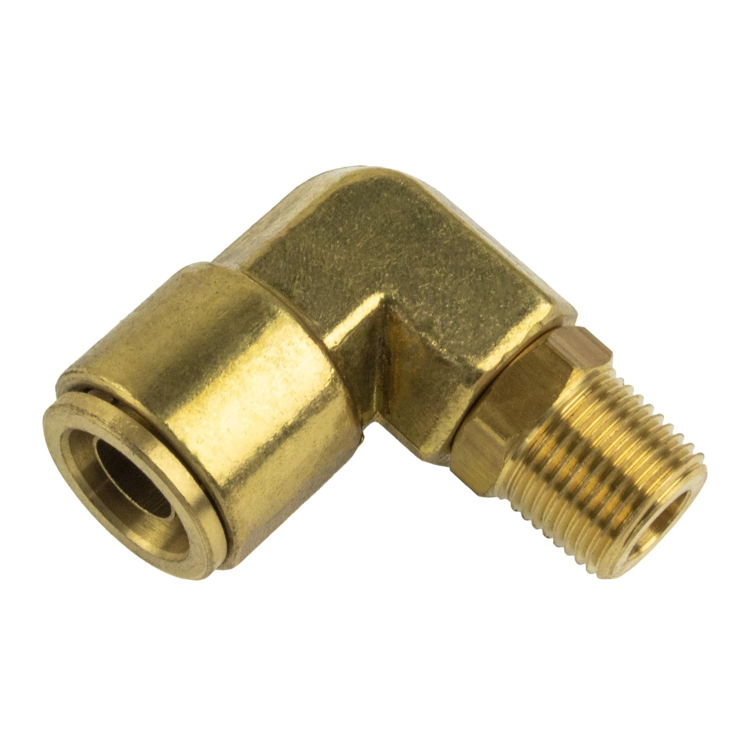PUSH-TO-CONNECT FITTING SWIVEL ELBOW 90 - FITS 1/2" AIR TUBING - 3/8" NPT MALE