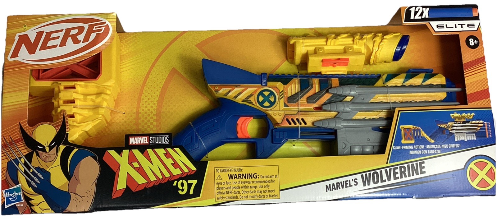 Nerf Marvel Wolverine Blaster w/ Scope & Dart Storage +12 Elite Darts
