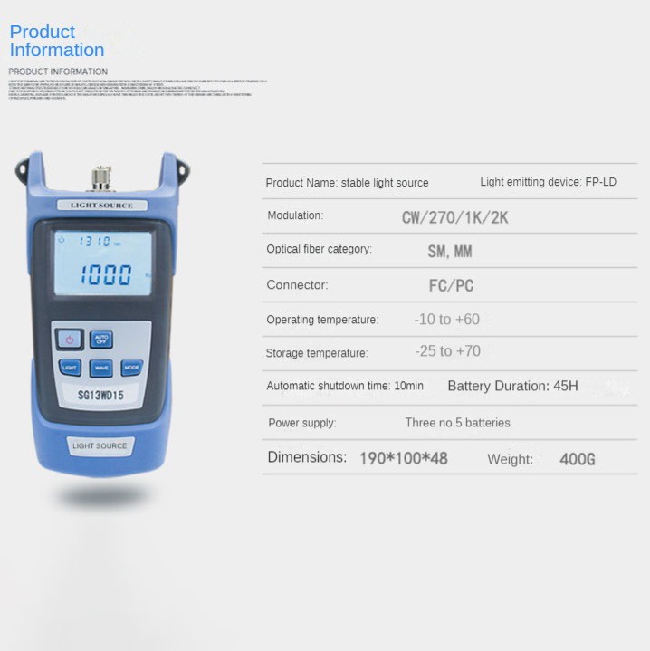 Fiber Optic Laser Red Light Source FTTH Fiber Tester Communication Tools Handhol
