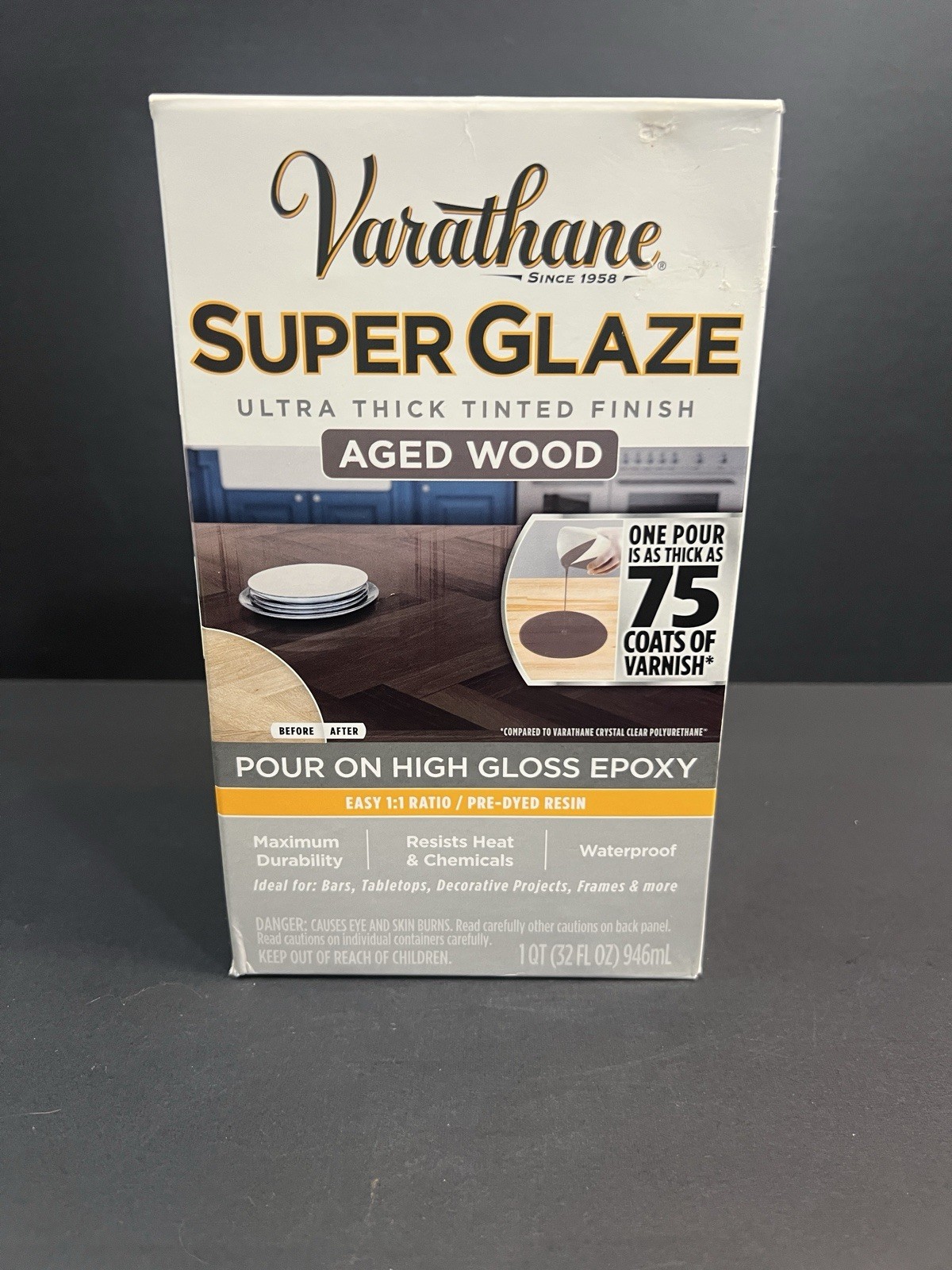 Varathane Super Glaze Aged Wood Ероху Kit 32oz High Gloss New Sealed