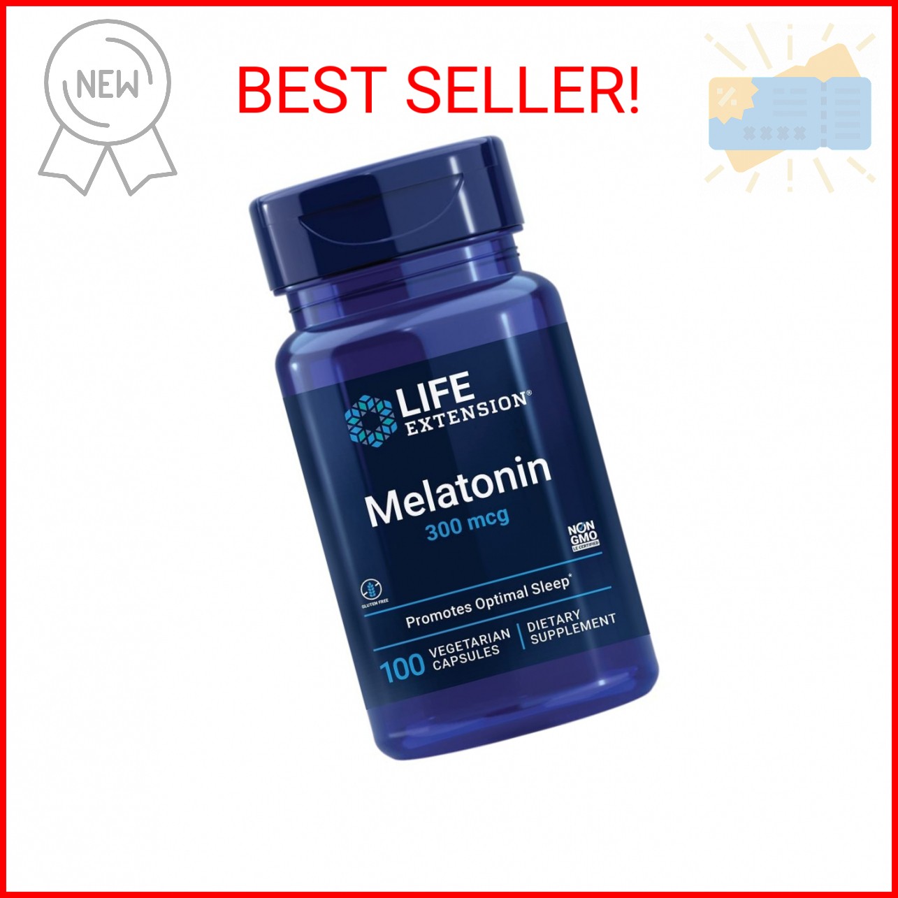 Life Extension Melatonin, 300 mcg, Gentle Sleep Support, Healthy circadian Rhyth