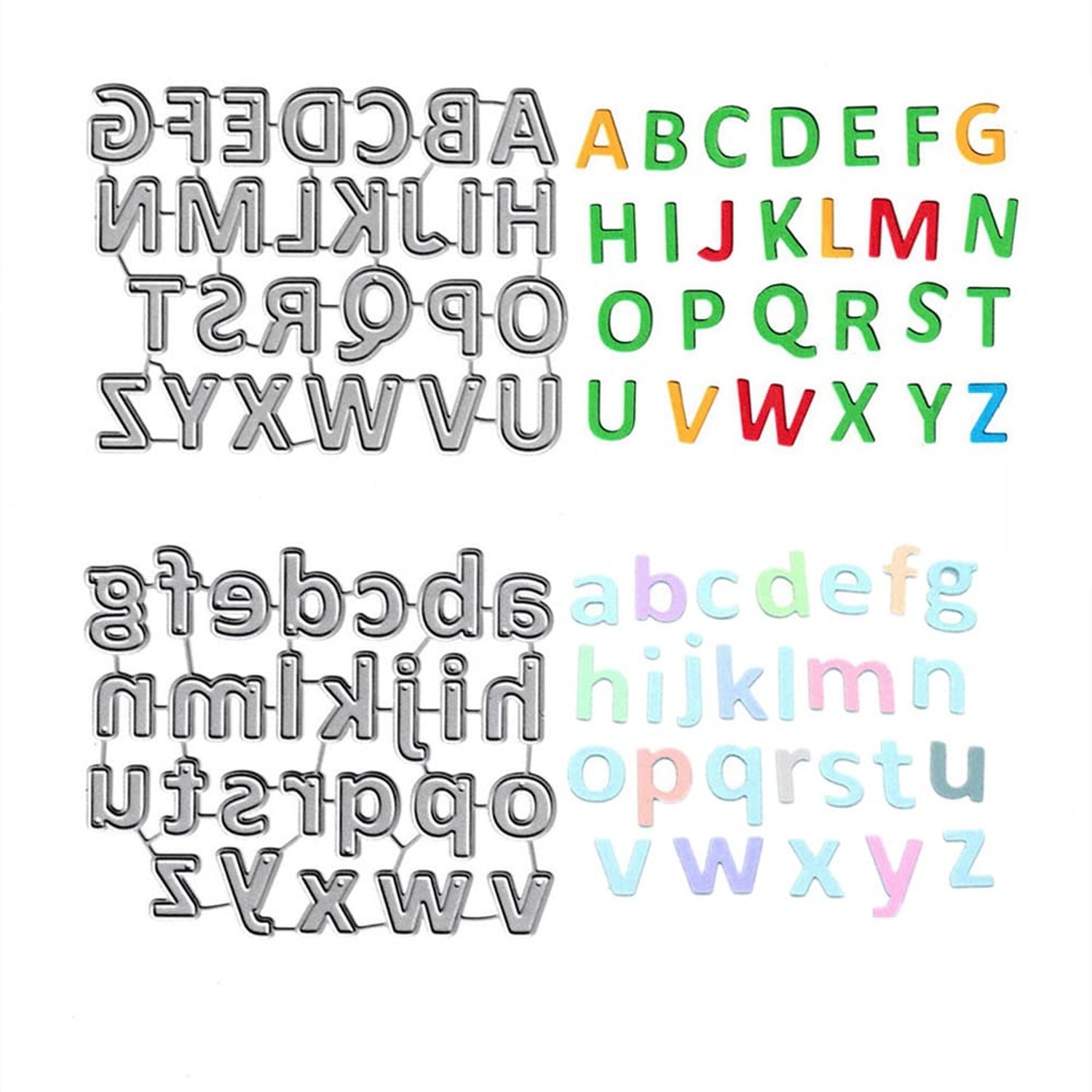 Lowercase 26 Alphabet Cutting Dies, Capital 26 Letters Die Cuts Metal Embossi...