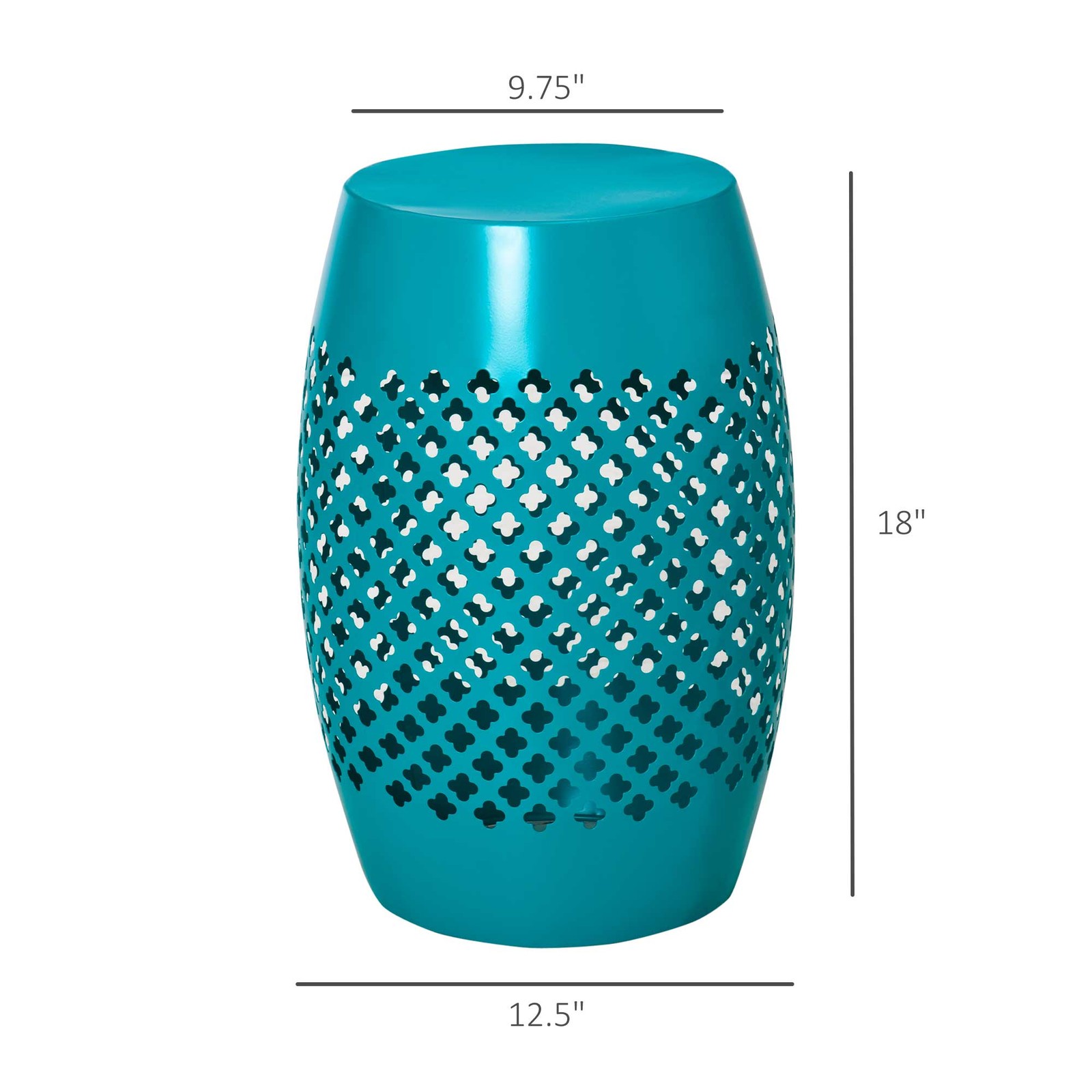 Chic, Modern, Outdoor & Indoor Garden Steel Round Side Table, Hollow Drum, Blue