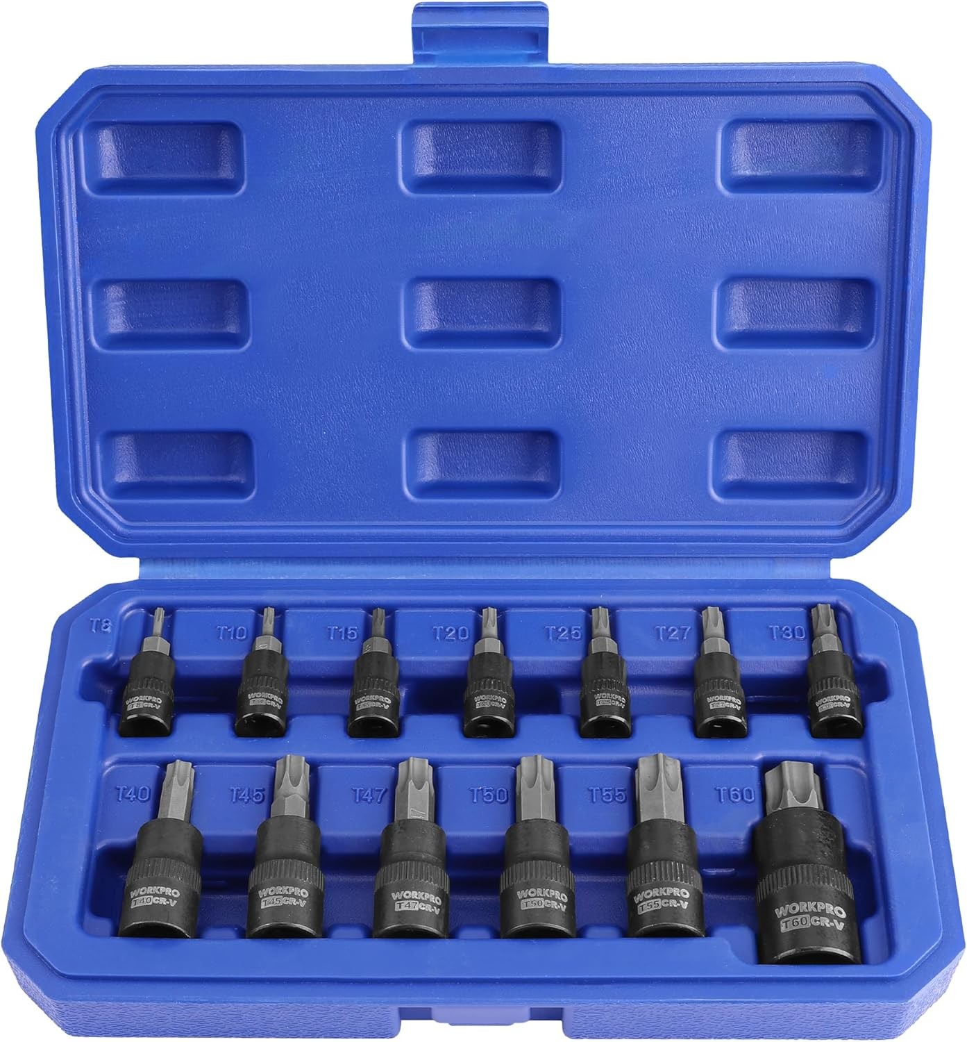 Torx Bit Socket Set, 1/4", 3/8" and 1/2" Drive Torx Bits 13-Piece Socket
