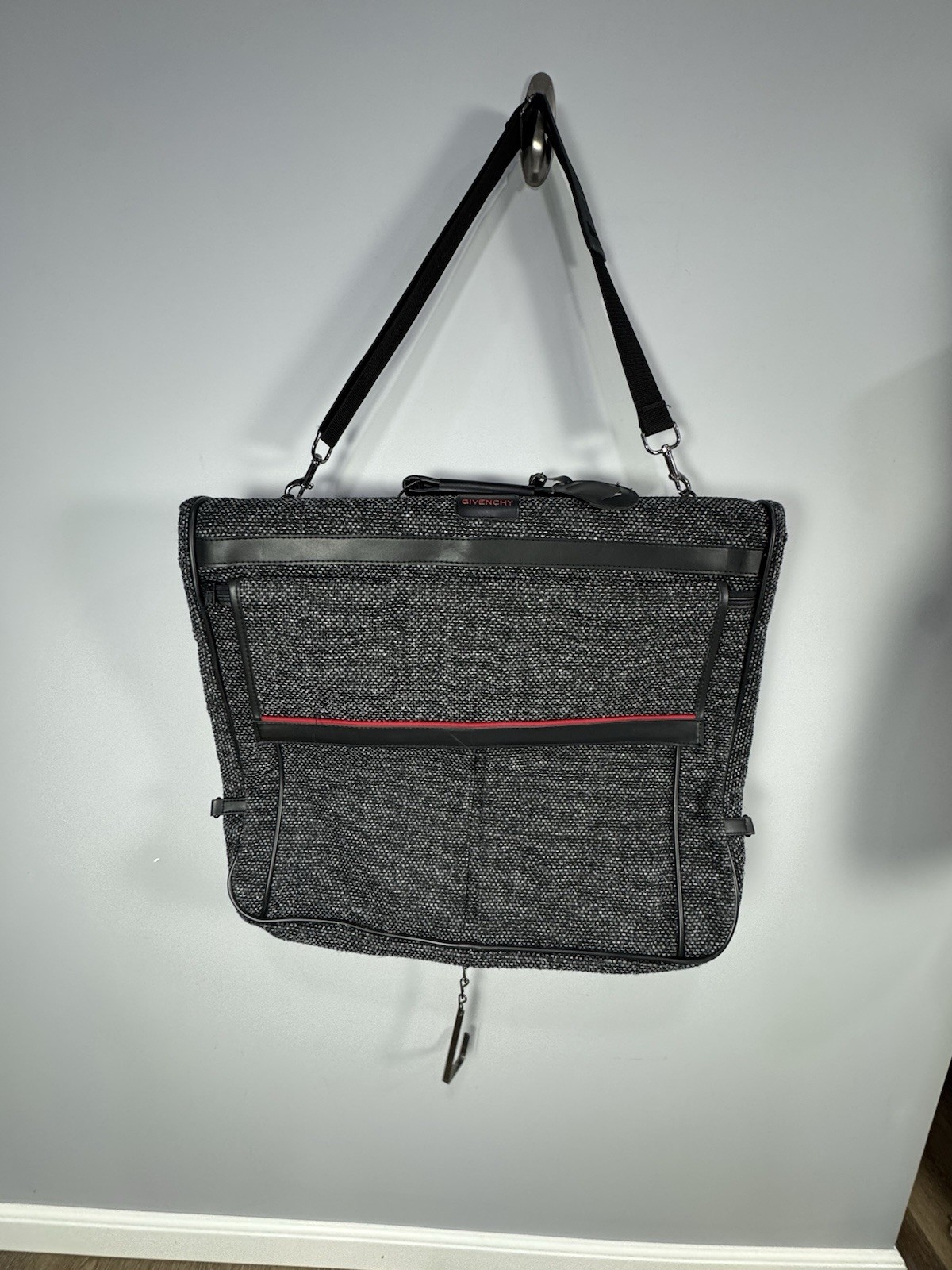 Givenchy Lugguage Weekend Garment Wardrobe Bag Charcoal Grey Tweed - EUC!