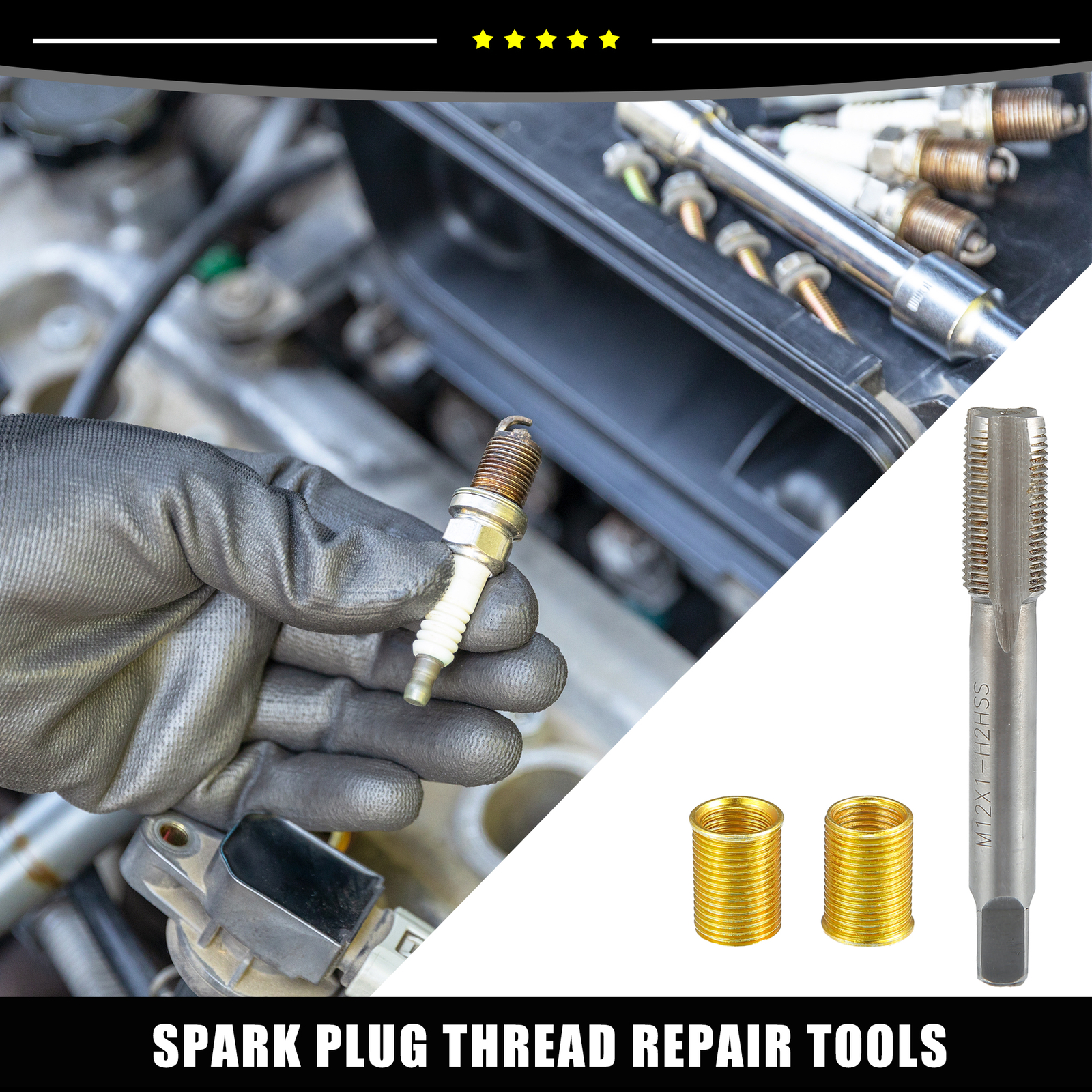 Universal Piece of 1 Spark Plug Thread Repair Tools with M10x1.0 Inserts