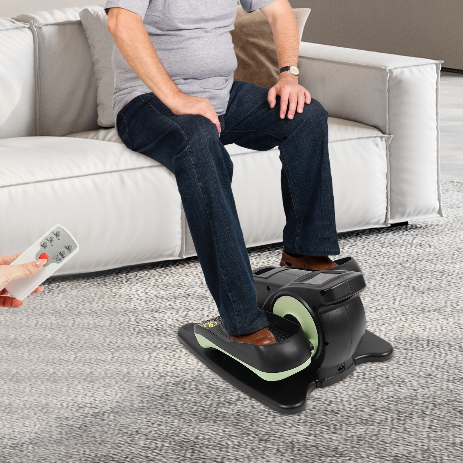 Floor Stand Portable Pedal Exerciser Foot Pedal Exercise Machine+Remote Control