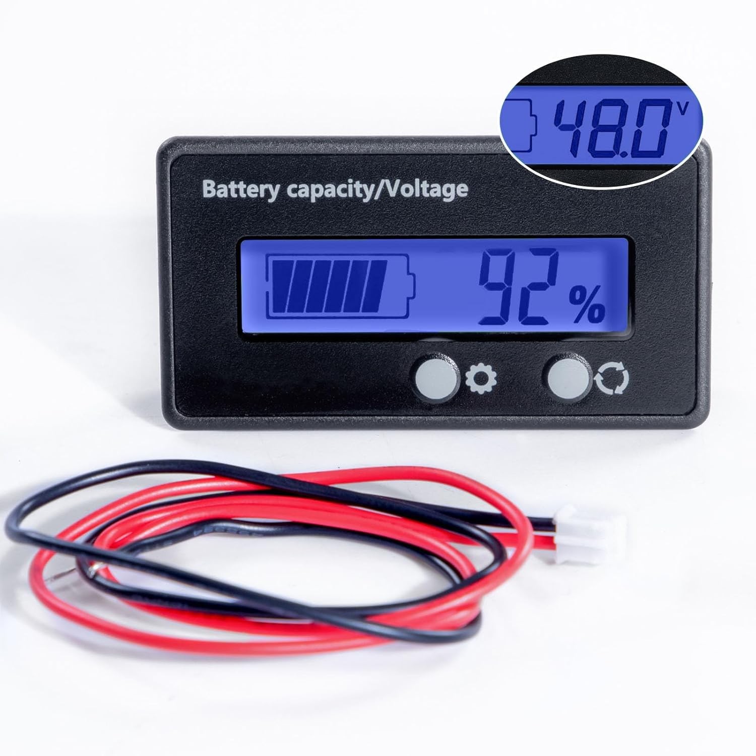 48V Battery Meter - 10-100V Golf Cart Gauge, DC 12V-84V Voltage Blue